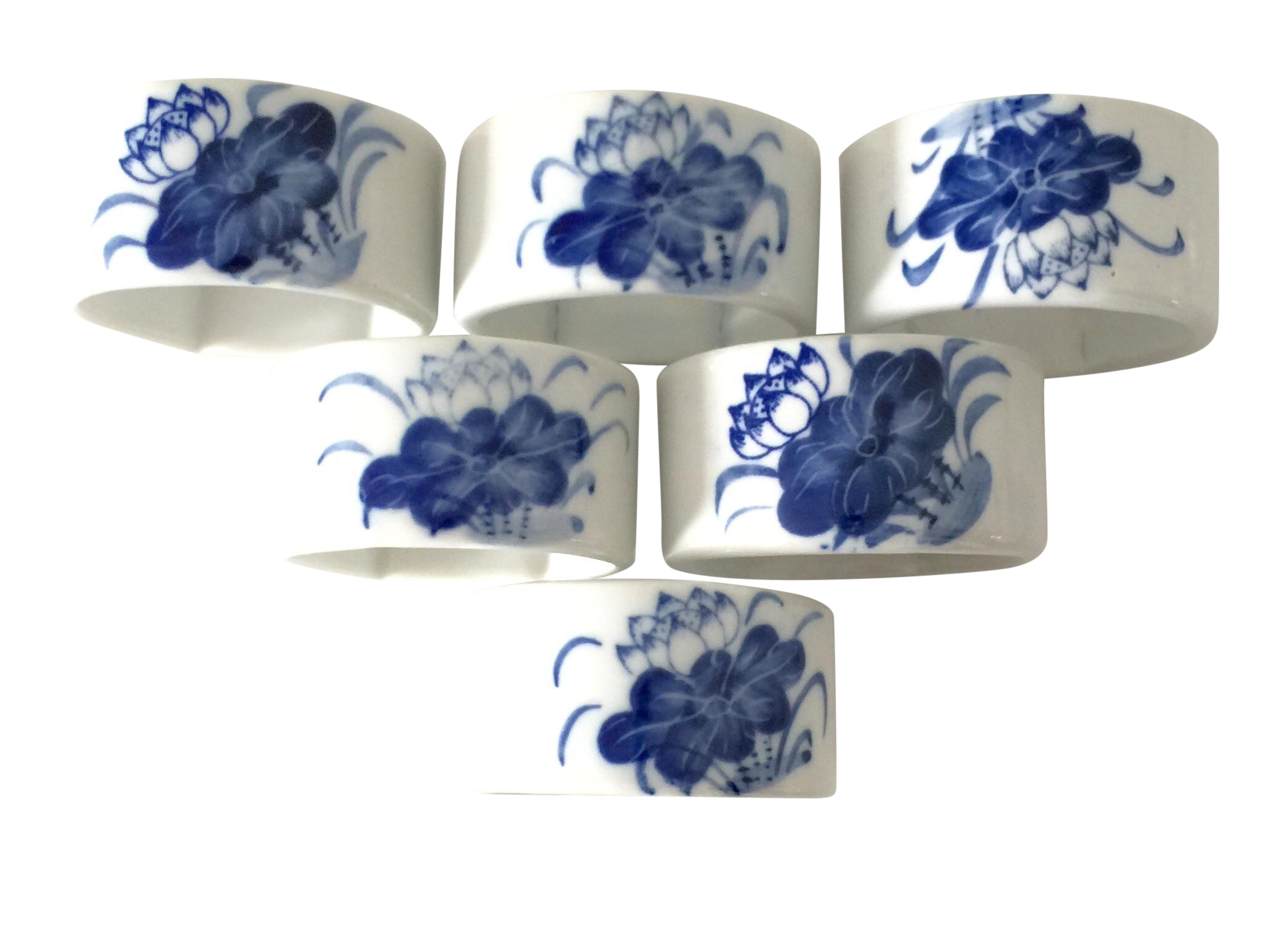 Blue and White Napkin Rings Set of 6 Chairish