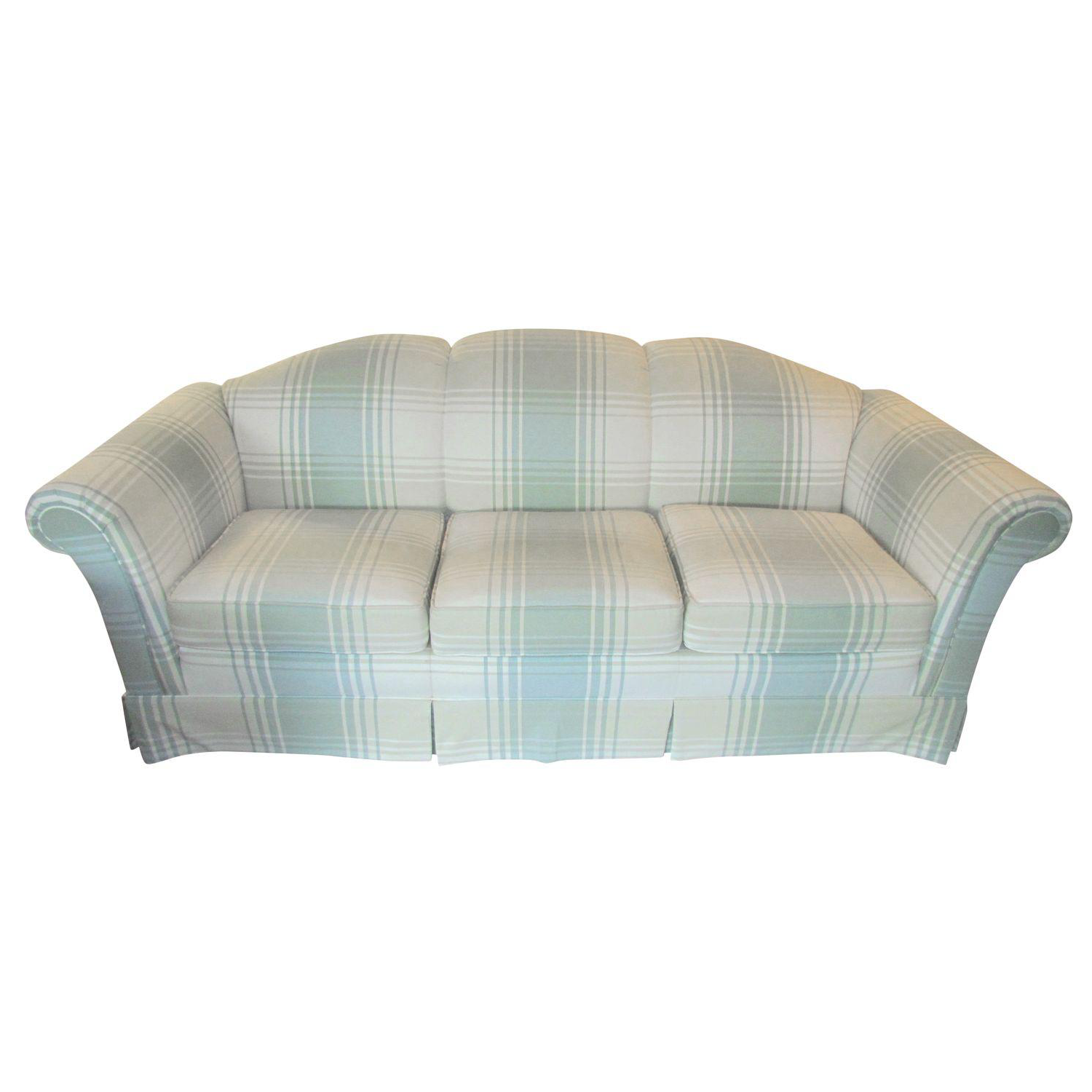 Clayton Marcus Plaid Sofa with Slipcover Chairish