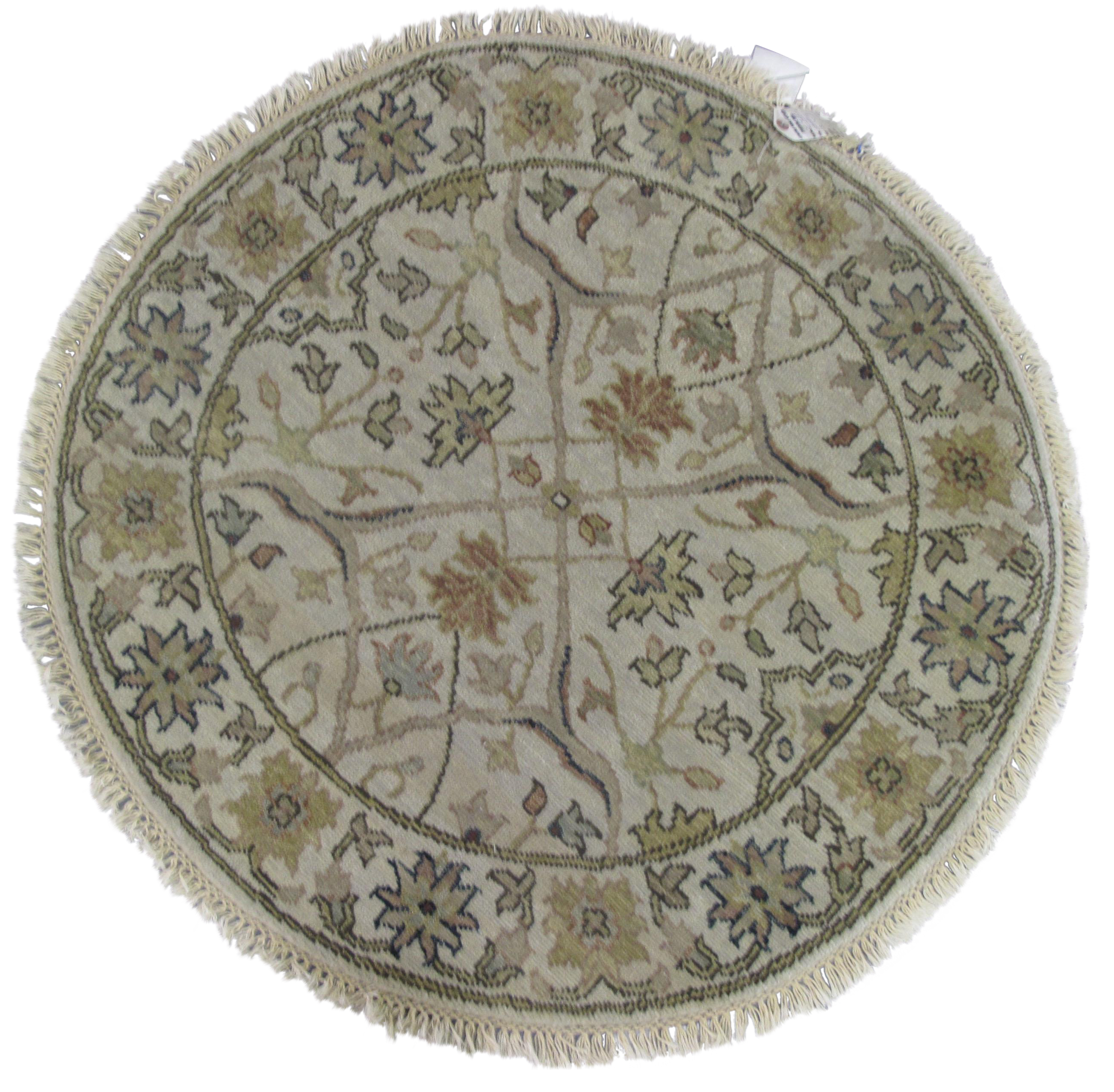 Indian Round Wool Rug 3′ × 3′ Chairish