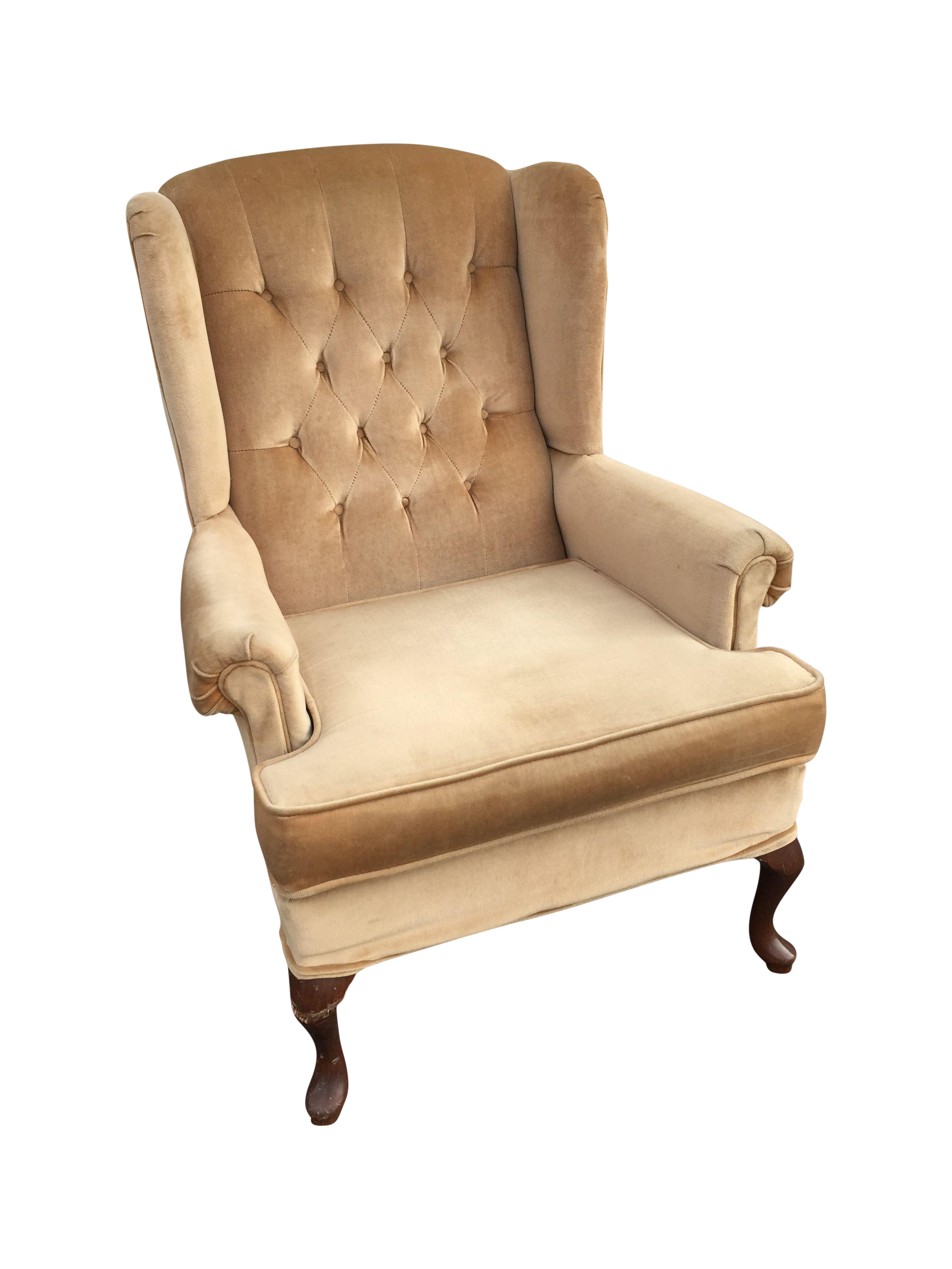 Vintage Beige Wingback Armchair Chairish