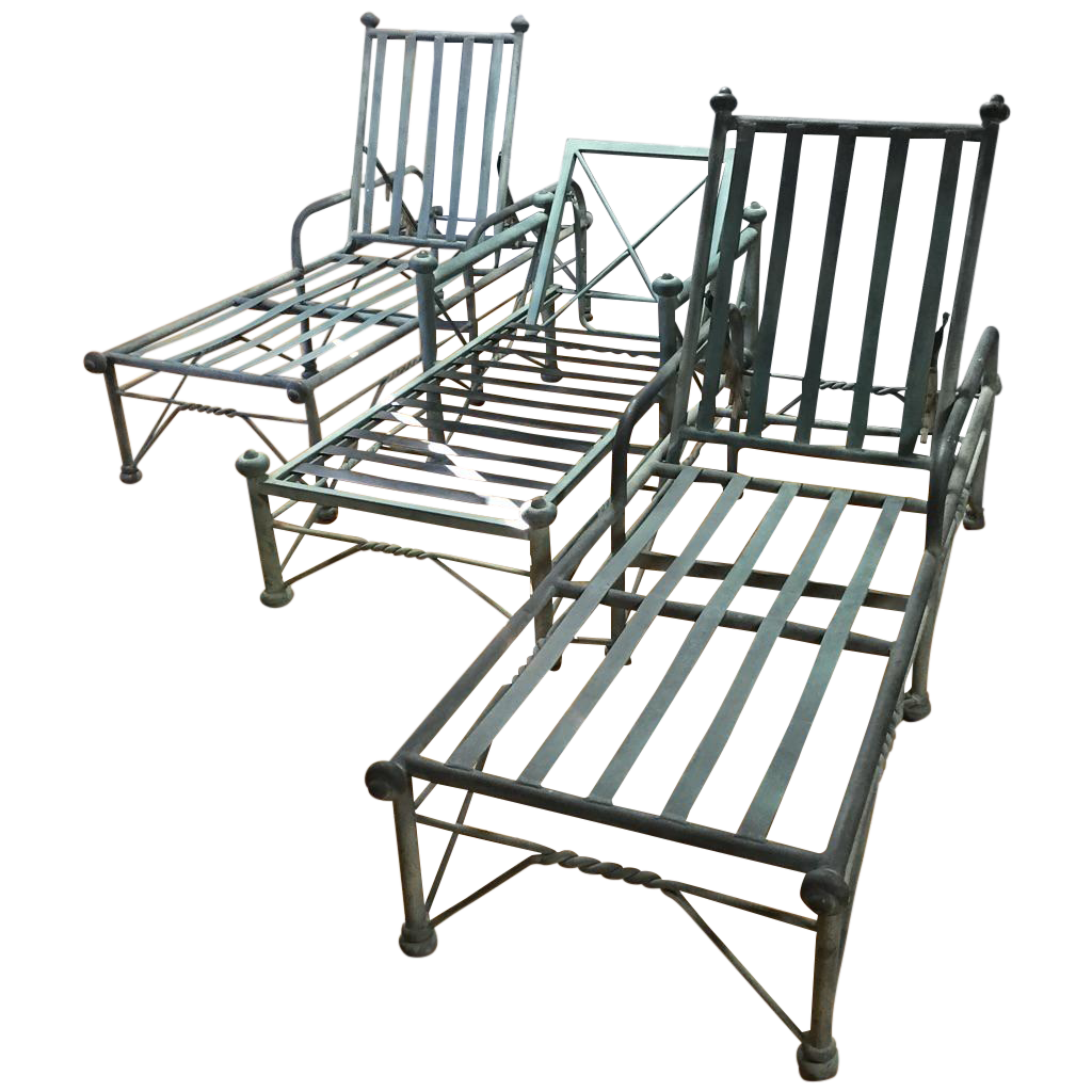 Metal Outdoor Lounge Chairs Set of 3 Chairish