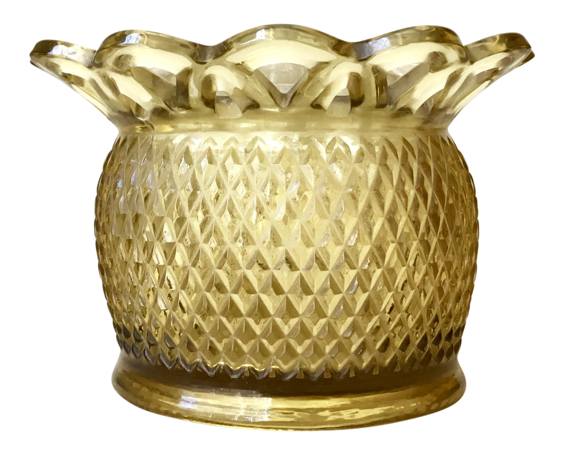 Amber Flower Frog Open Lace Diamond Glass Vase/Bowl Chairish