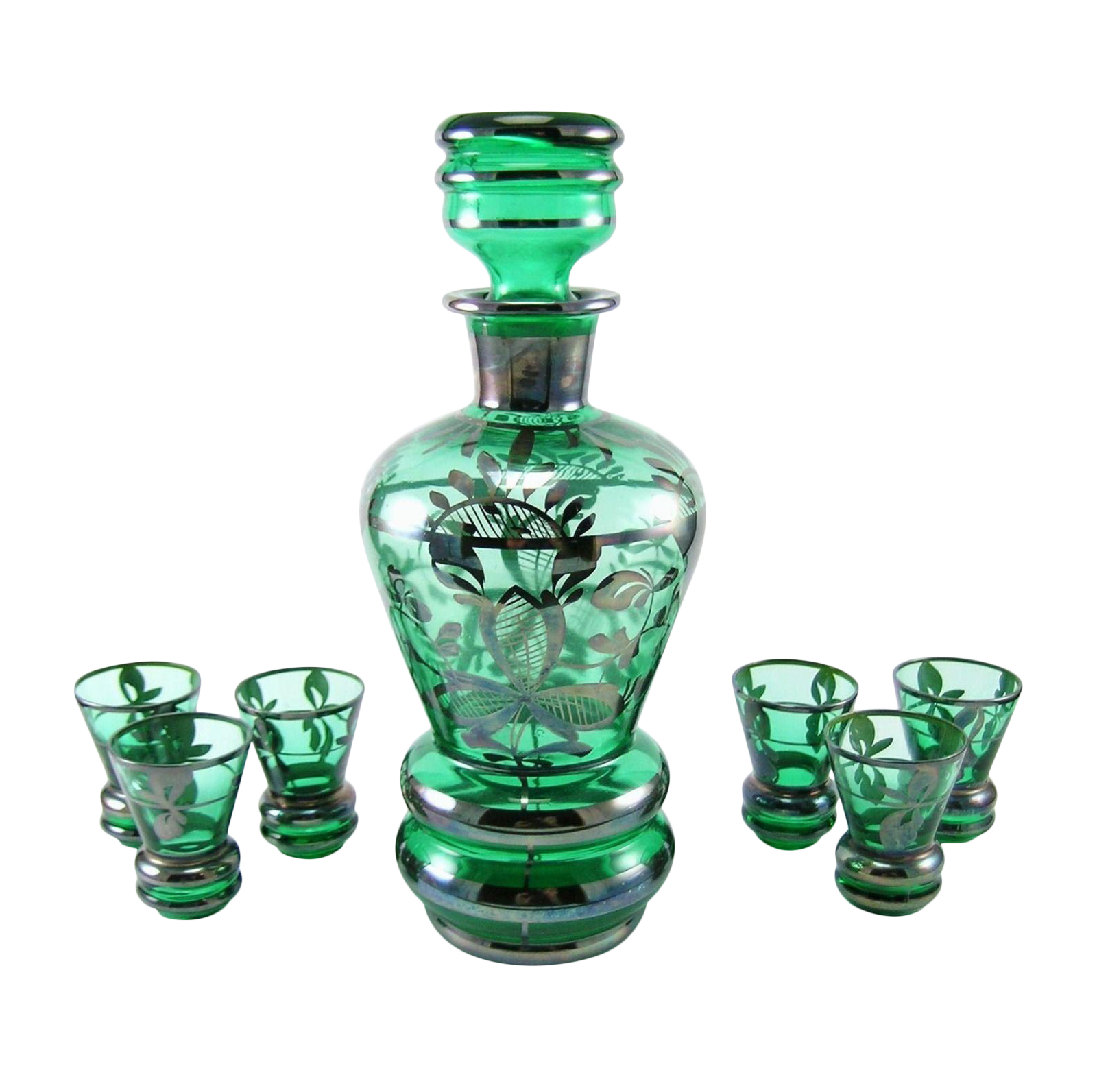 Antique Emerald Decanter Set Chairish