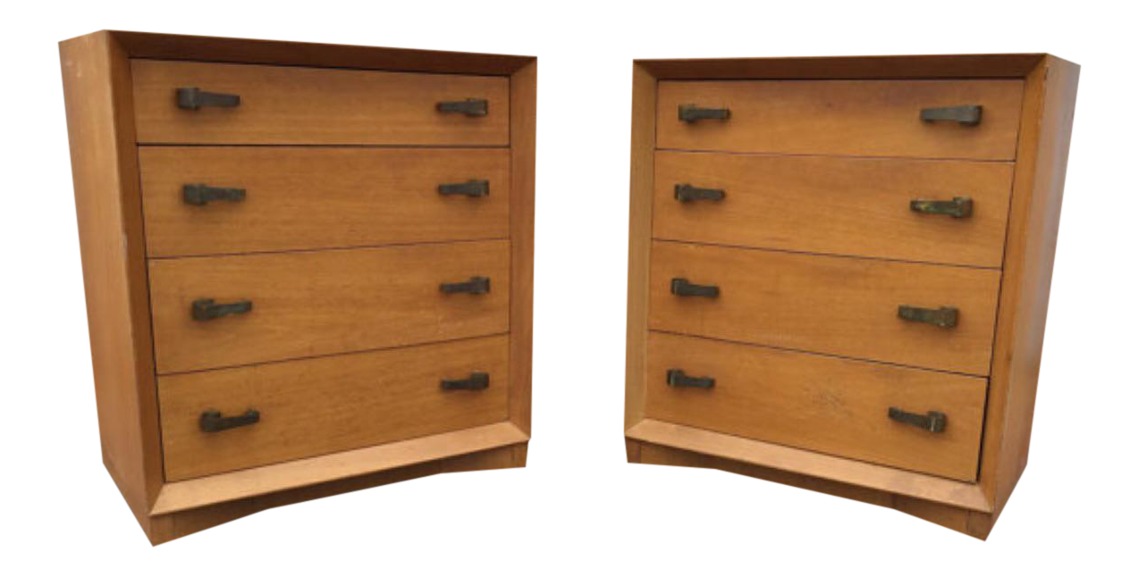MidCentury Wood & Brass Bachelors' Chests A Pair Chairish