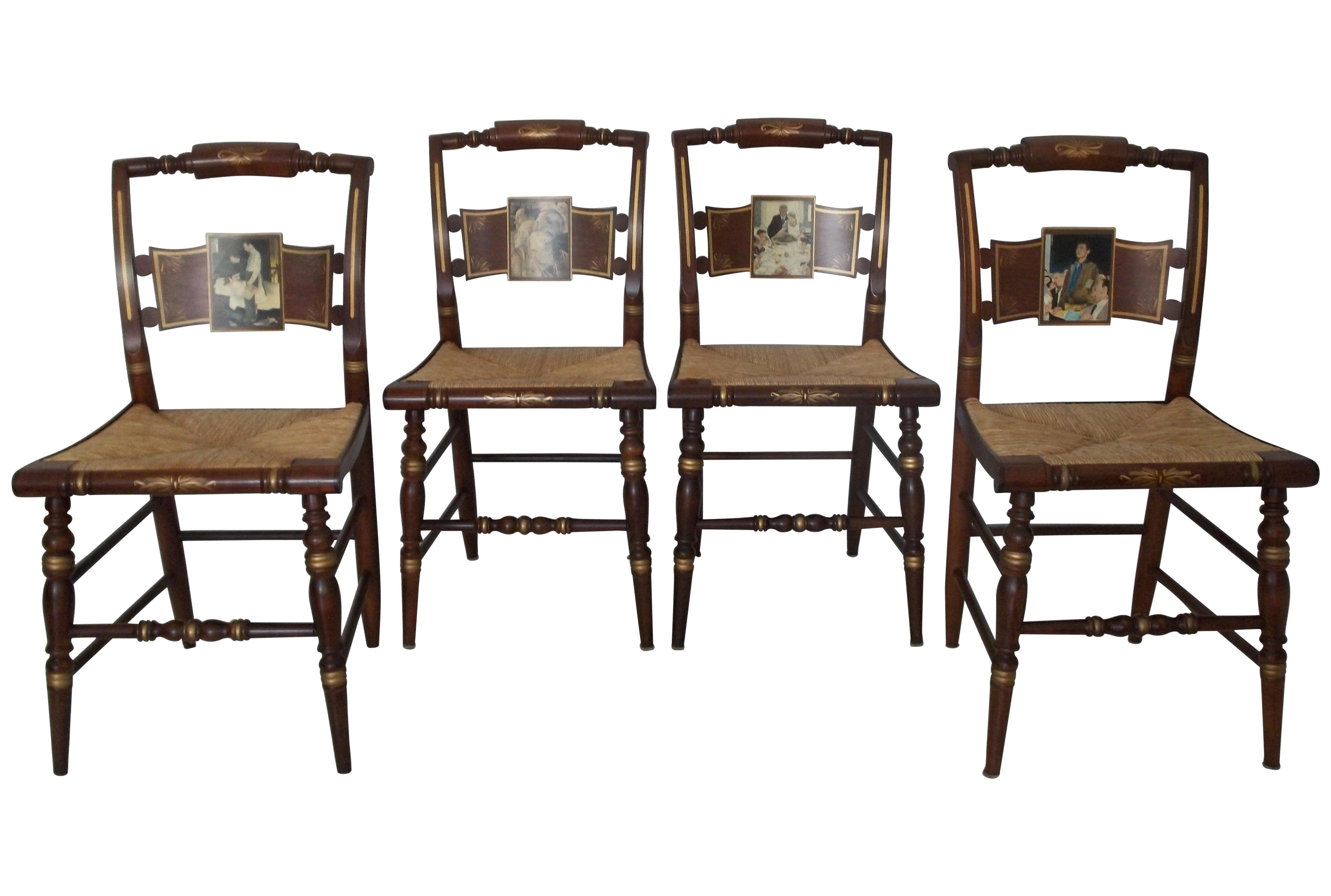 Norman Rockwell 'Four Freedoms' Dining Chairs S/4 Chairish