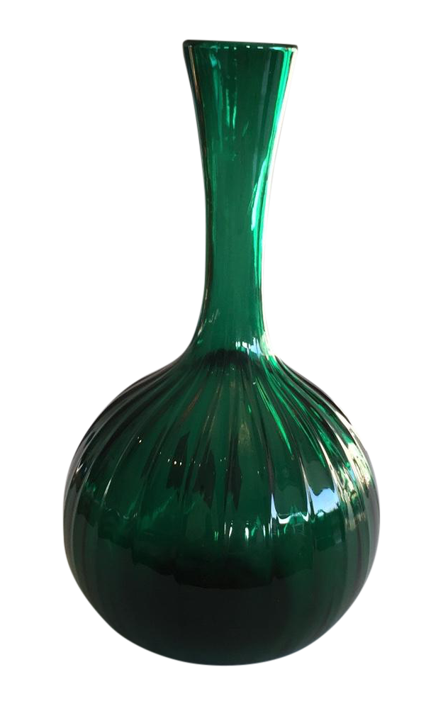 Emerald Green Handblown Glass Vase Chairish