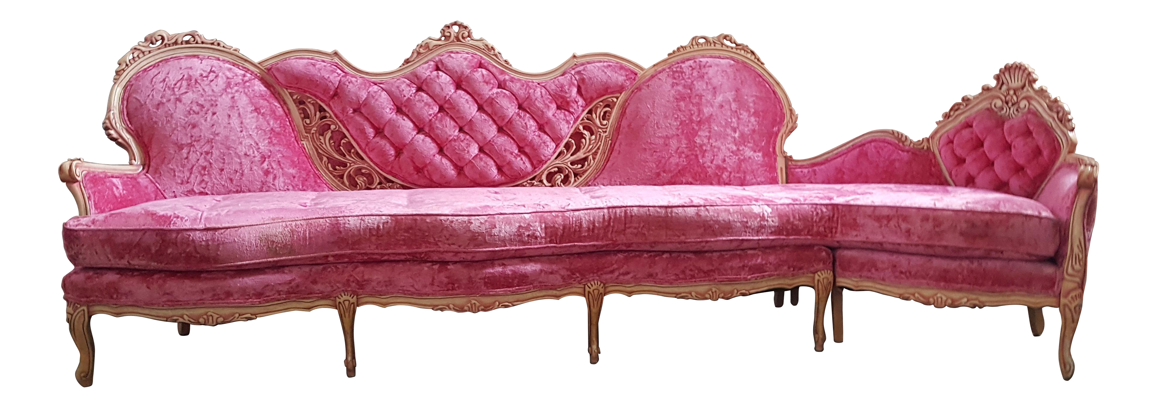 Vintage French Provincial Pink Velvet Sectional ...