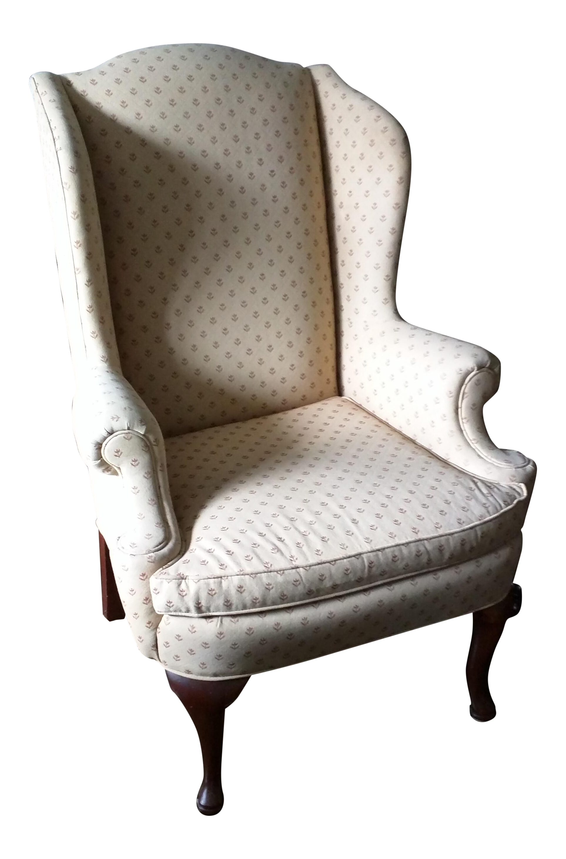 Antique Queen Anne Wingback Chair | Chairish