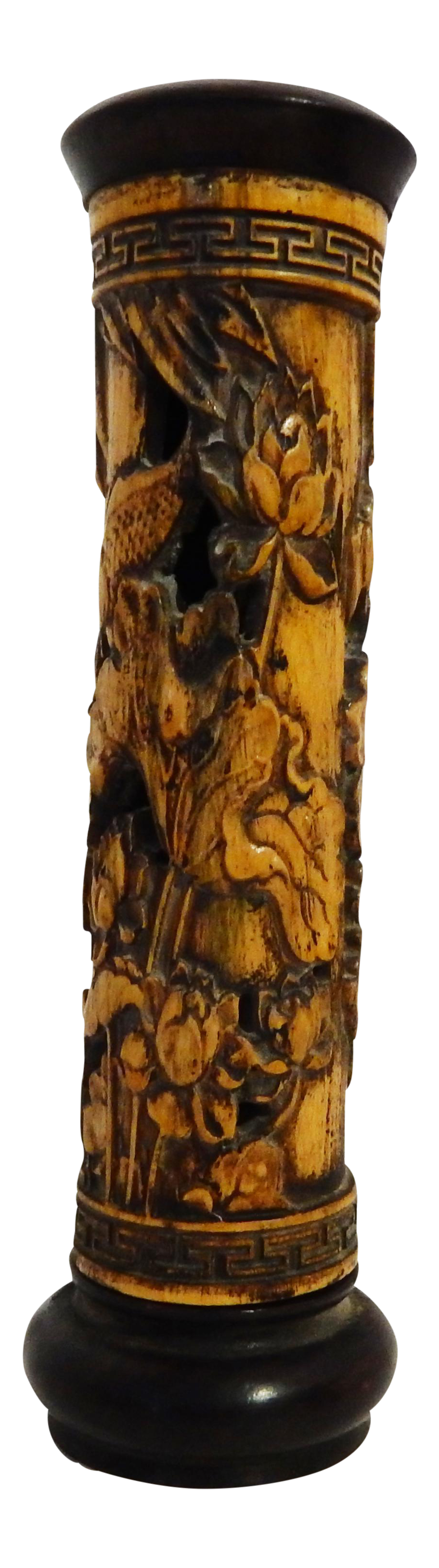 Asian Carved Bamboo Wood Incense Burner Box Chairish