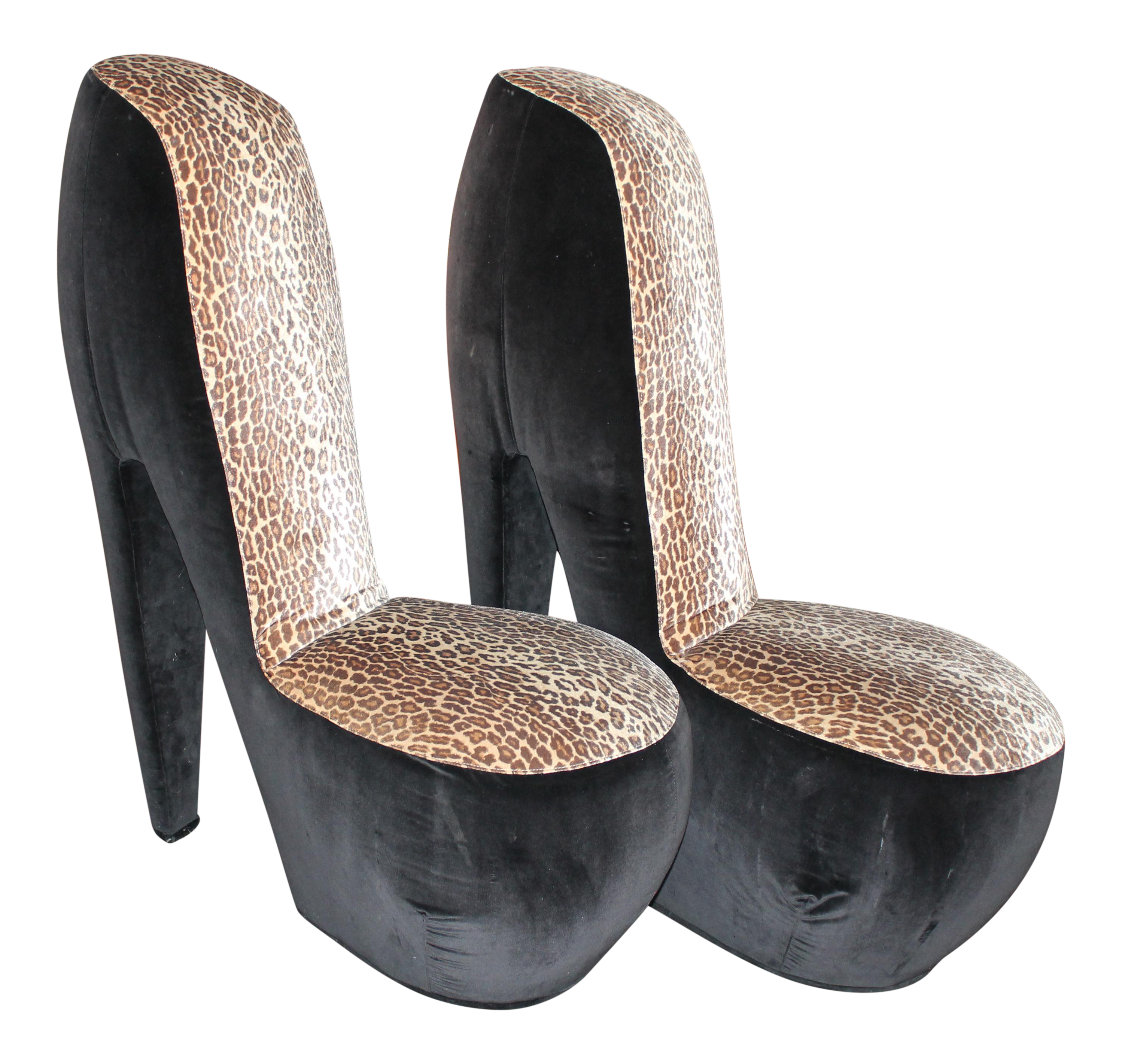 Leopard Print High-Heel Shoe Chairs - A Pair | Chairish