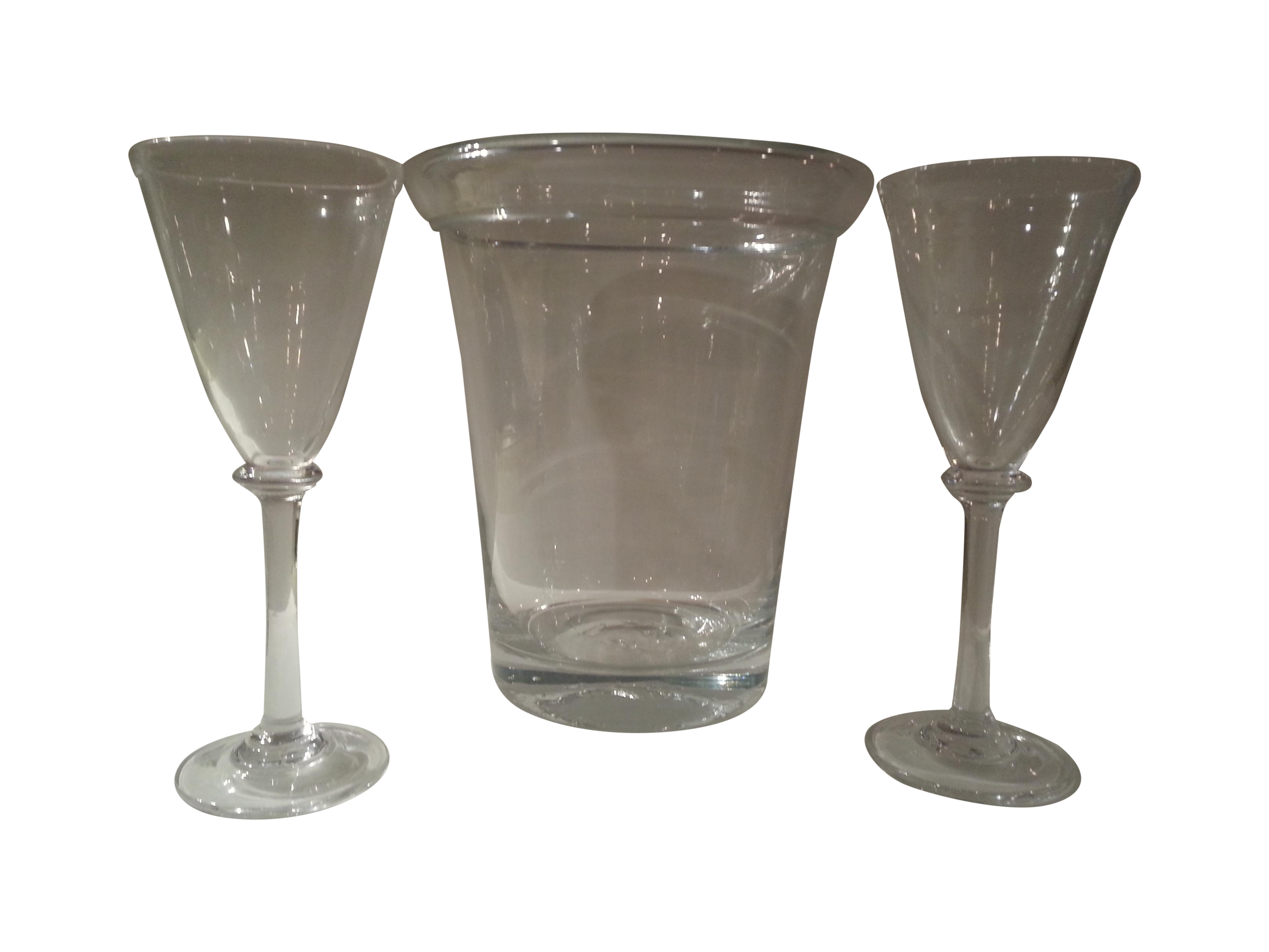 Simon Pearce Ice Bucket & 2 Wine Glasses S/3 Chairish