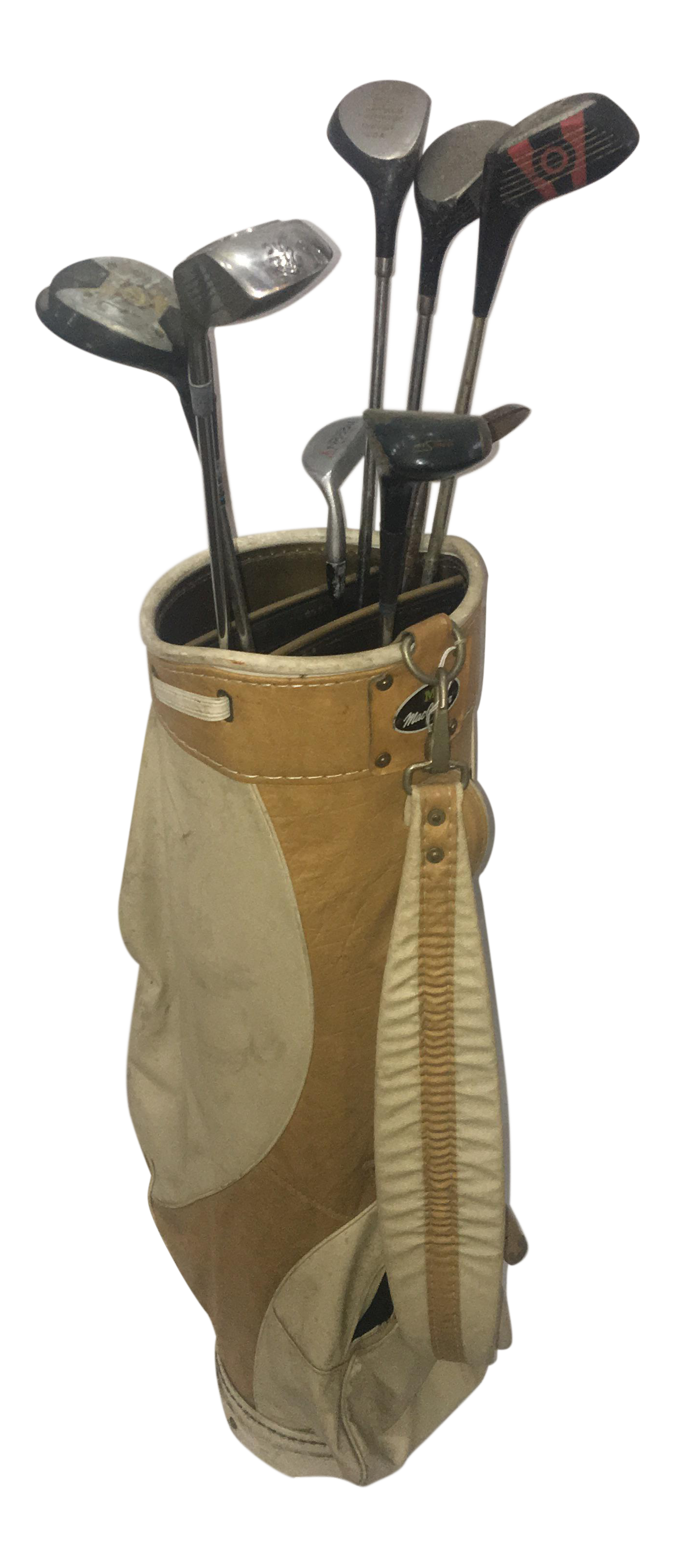 Vintage Leather & Vinyl MacGregor Golf Bag & Clubs Set of 9 Chairish