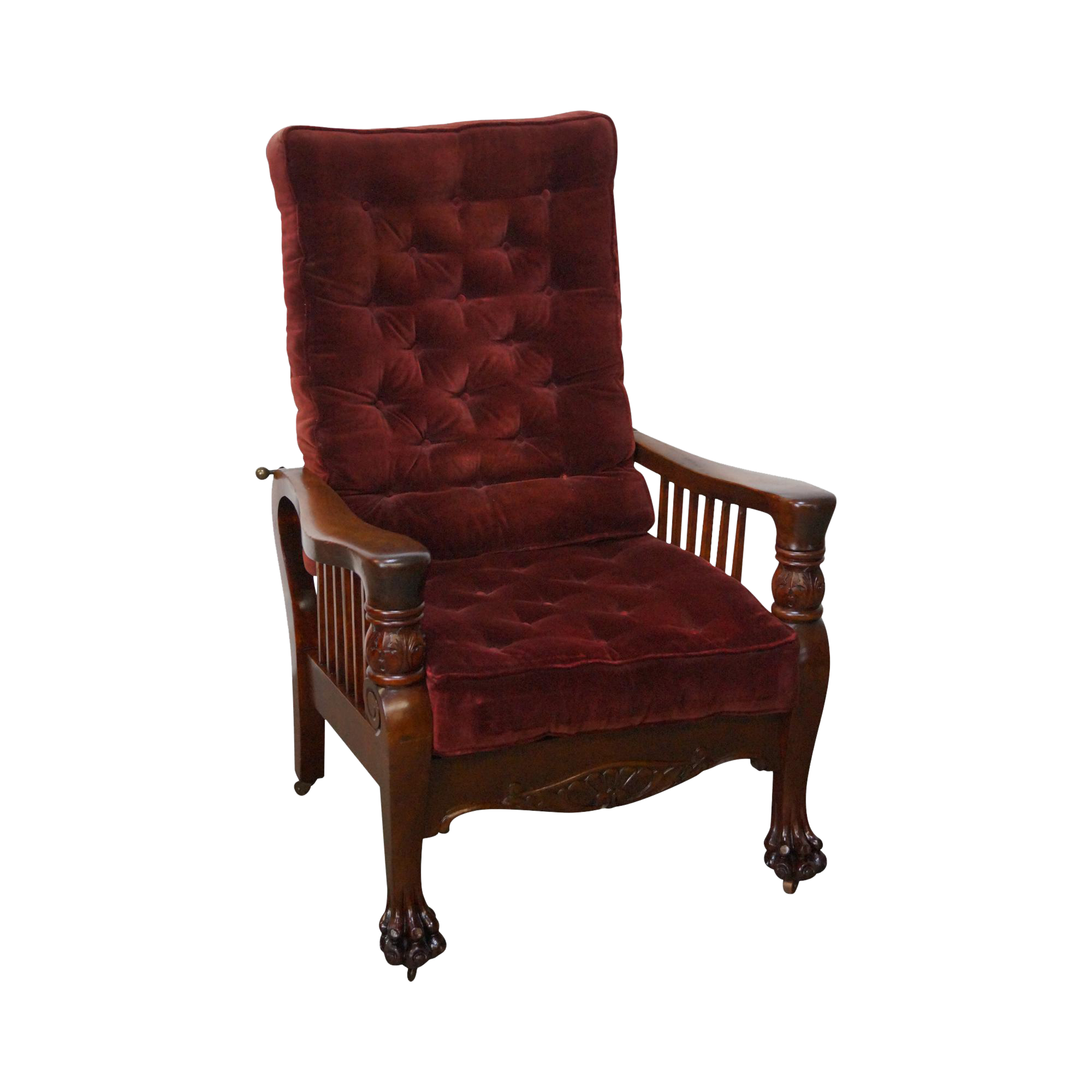 Antique Victorian Mahogany Claw Foot Recliner Morris Chair Chairish