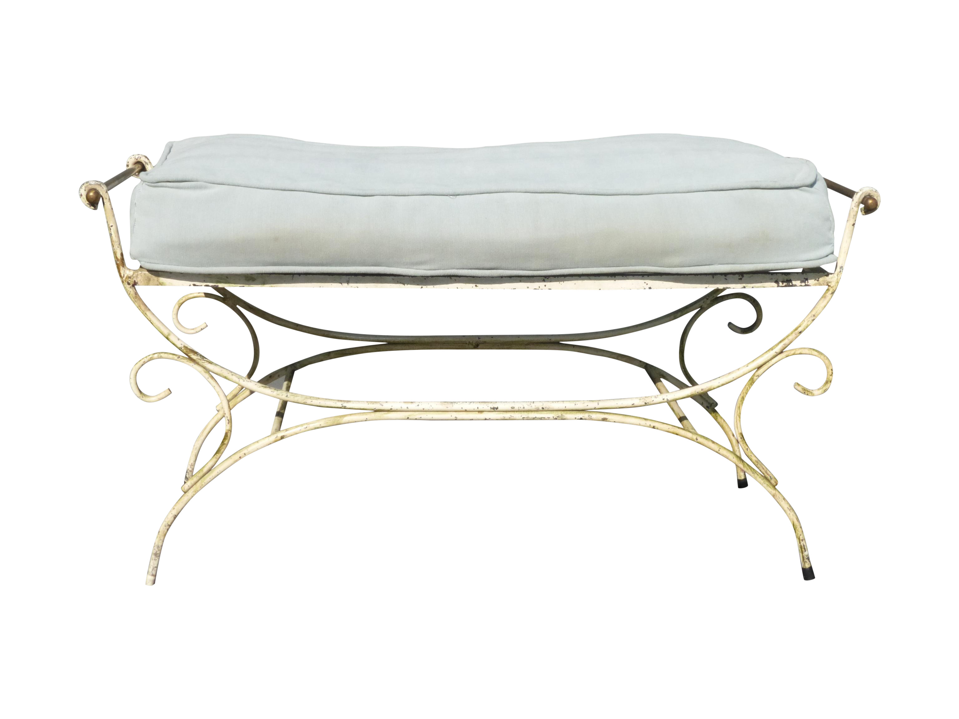 Vintage White Wrought Iron Vanity Bench Chairish