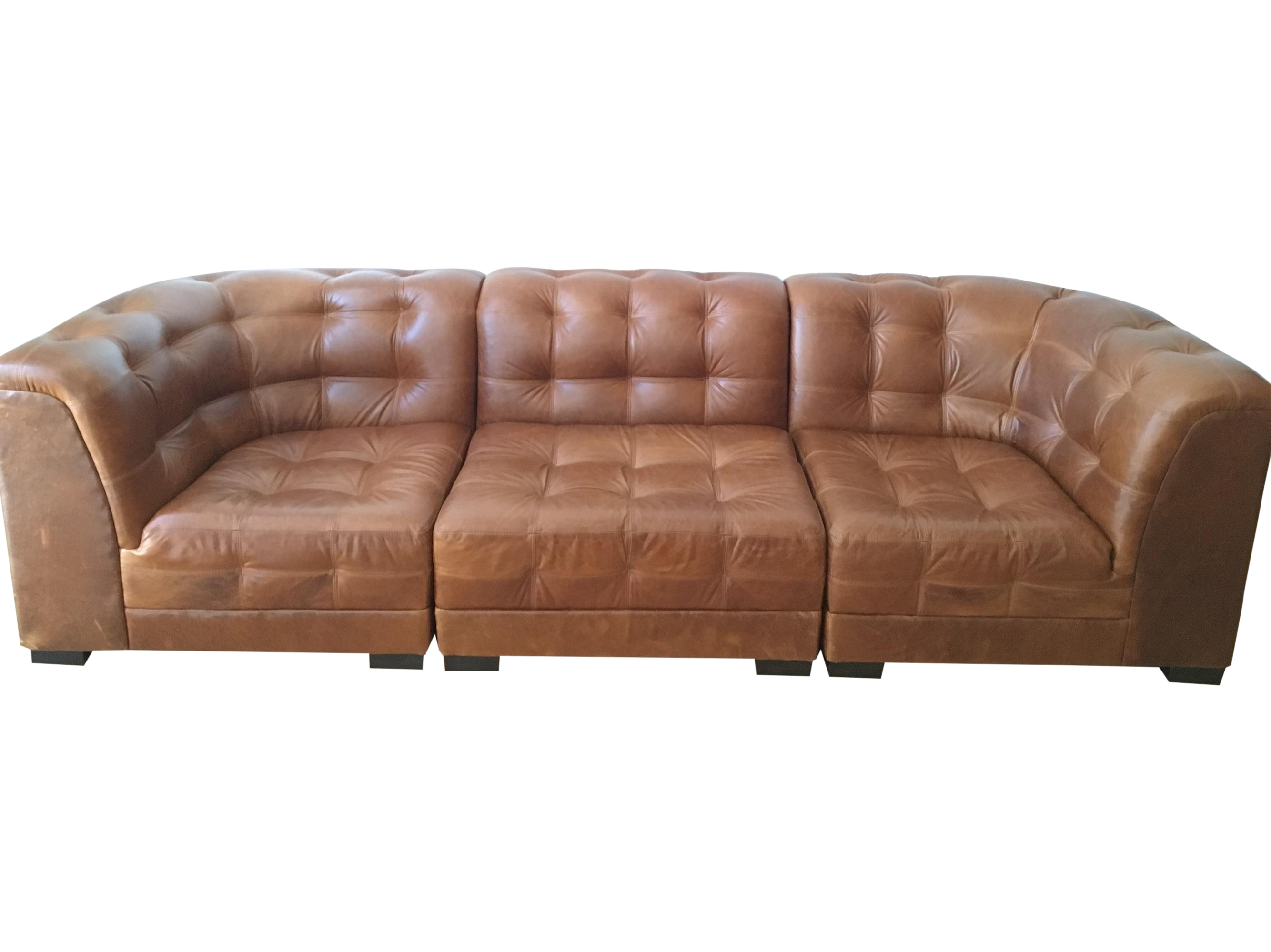 Ken Fulk Cognac Leather Sofa