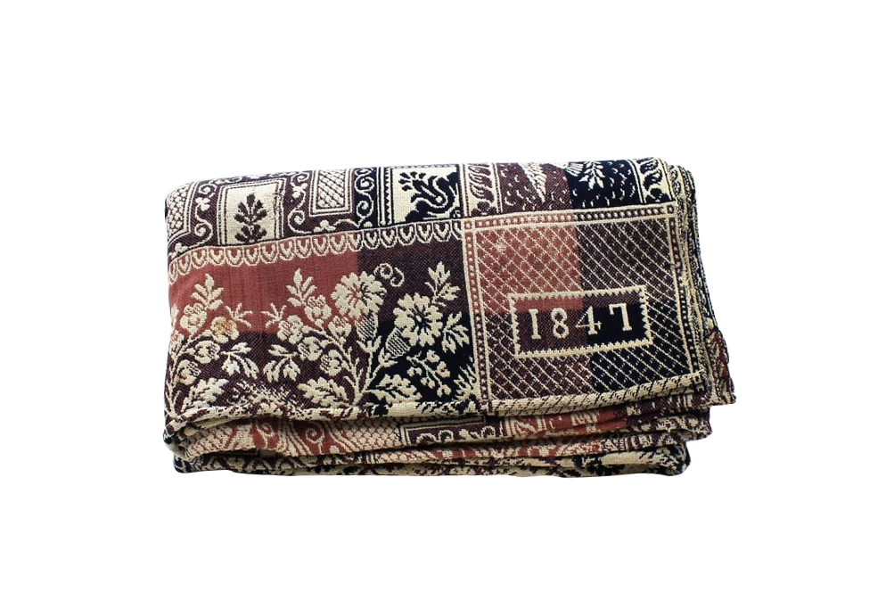 1840s Indigo & Rose Double Woven Blanket Chairish