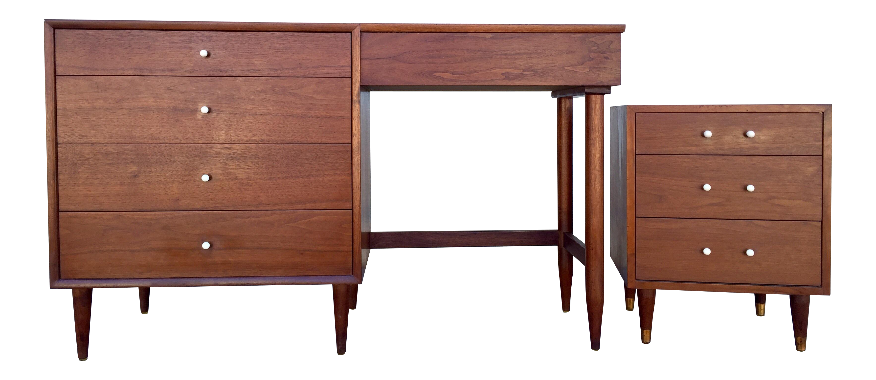 Mid Century Teak Desk and Vanity Chairish