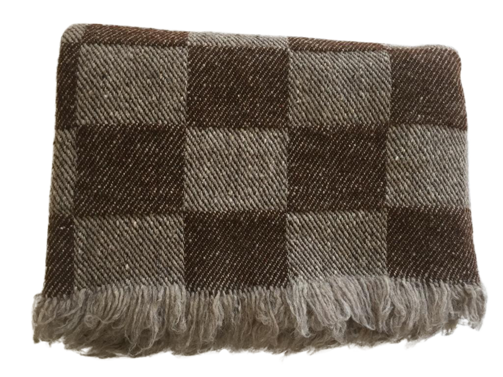 Brown Checkered Rhodope Wool Blanket Chairish