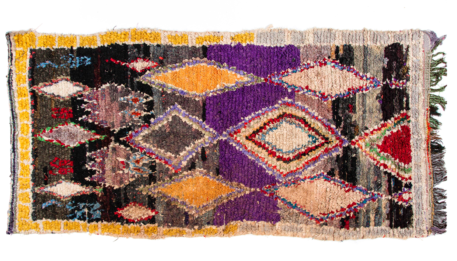 Boucherouite Hand Loomed Rug 4′1″ × 9′ Chairish