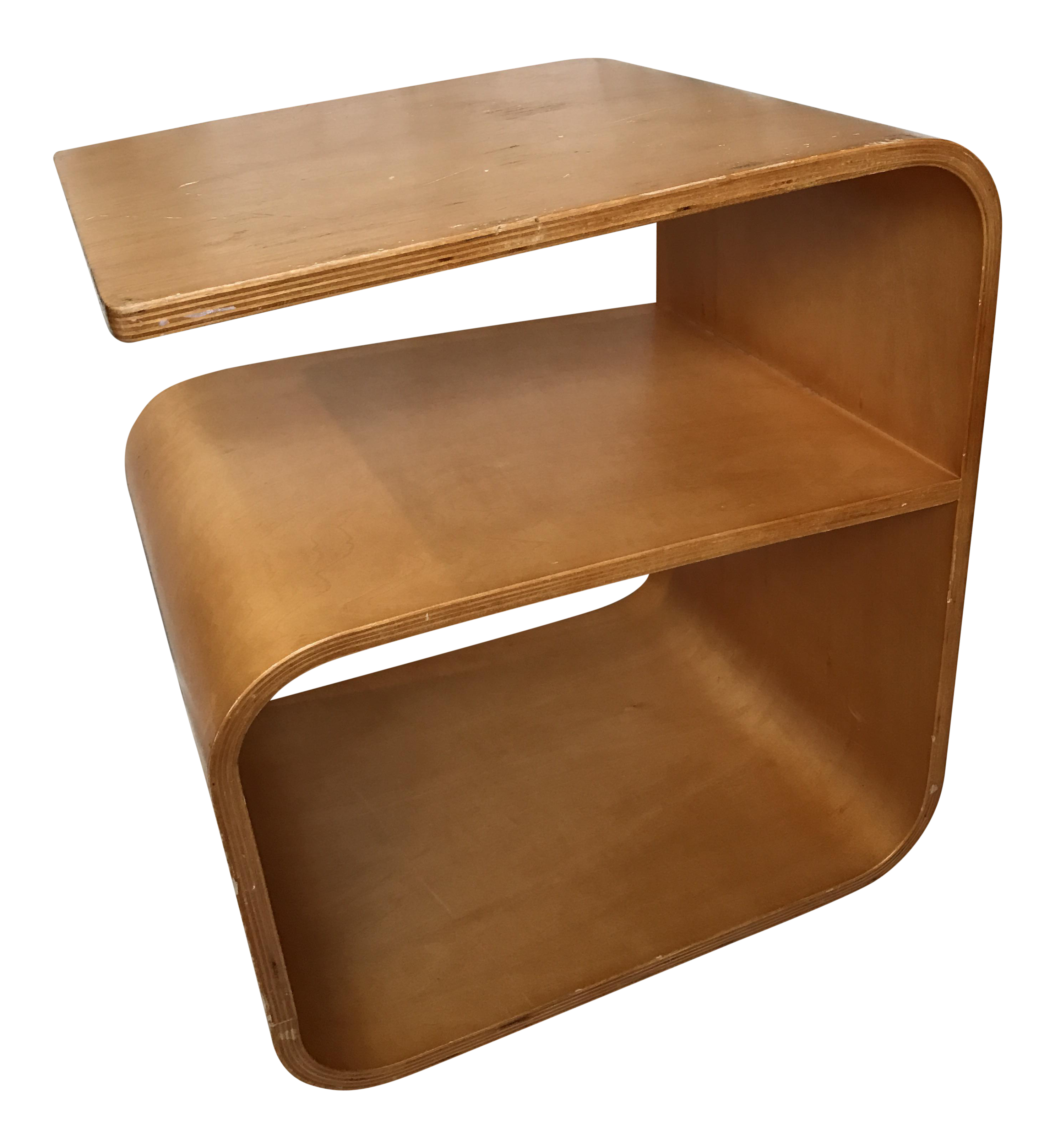 Vintage Curved Plywood Side Table Chairish
