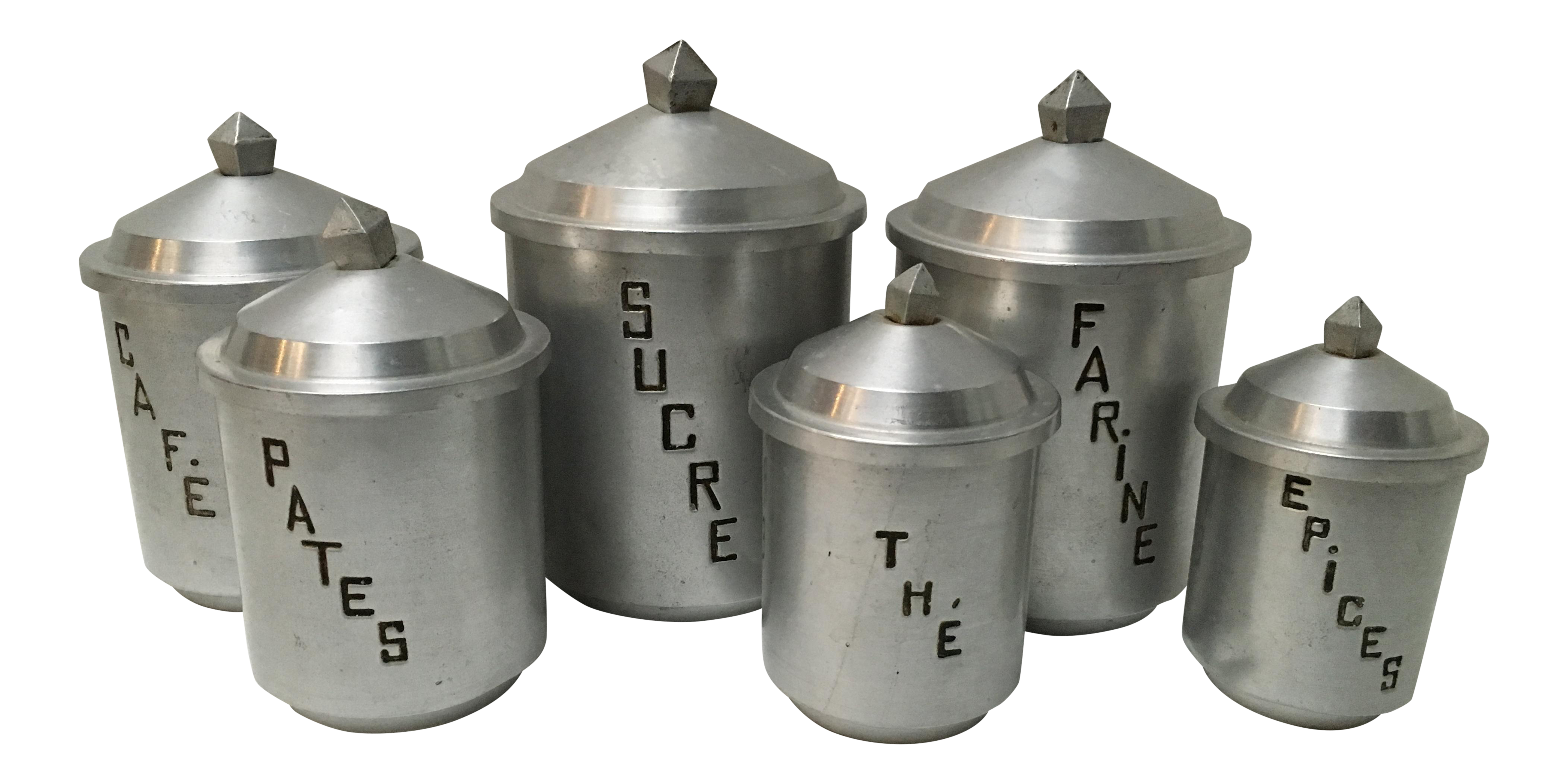 French Mid Century Aluminum Canister Set S/6 Chairish