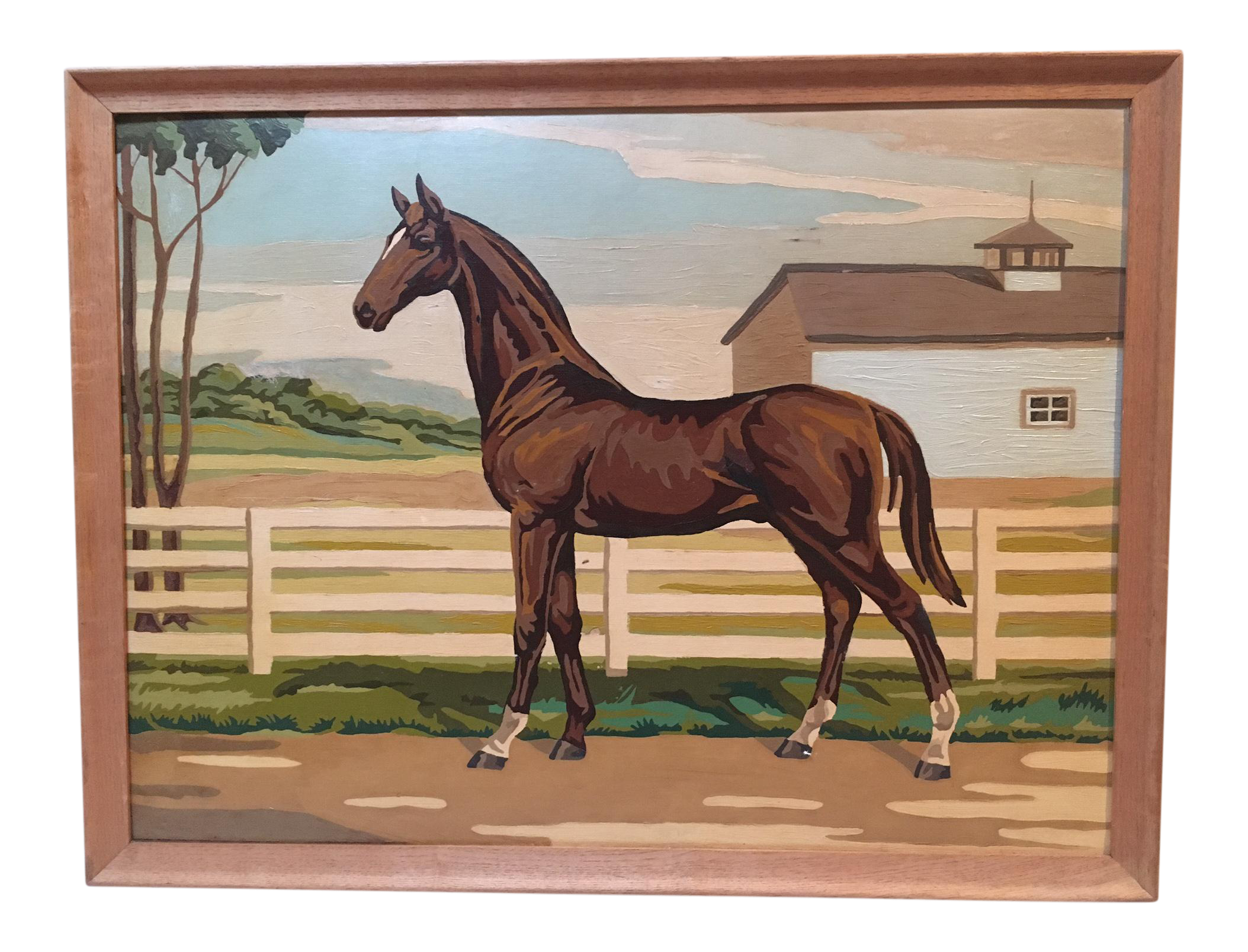 Large Vintage Paint by Number Horse Painting Chairish