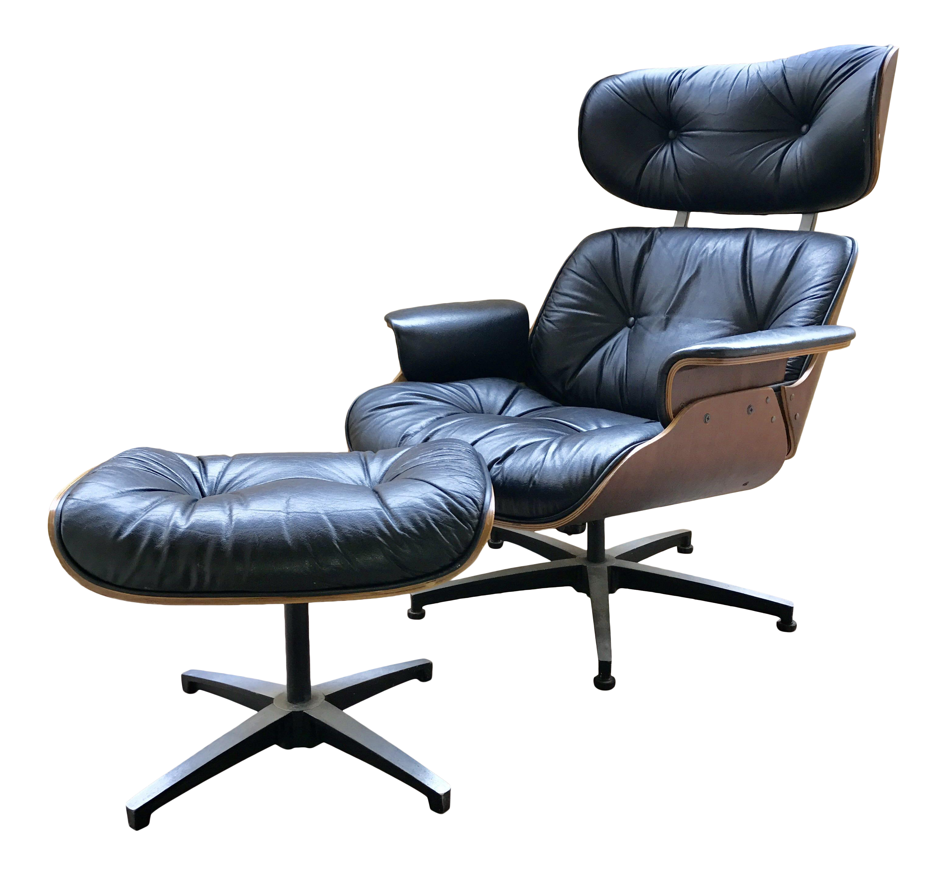 Mid-Century Eames Style Lounge Chair & Ottoman Set | Chairish