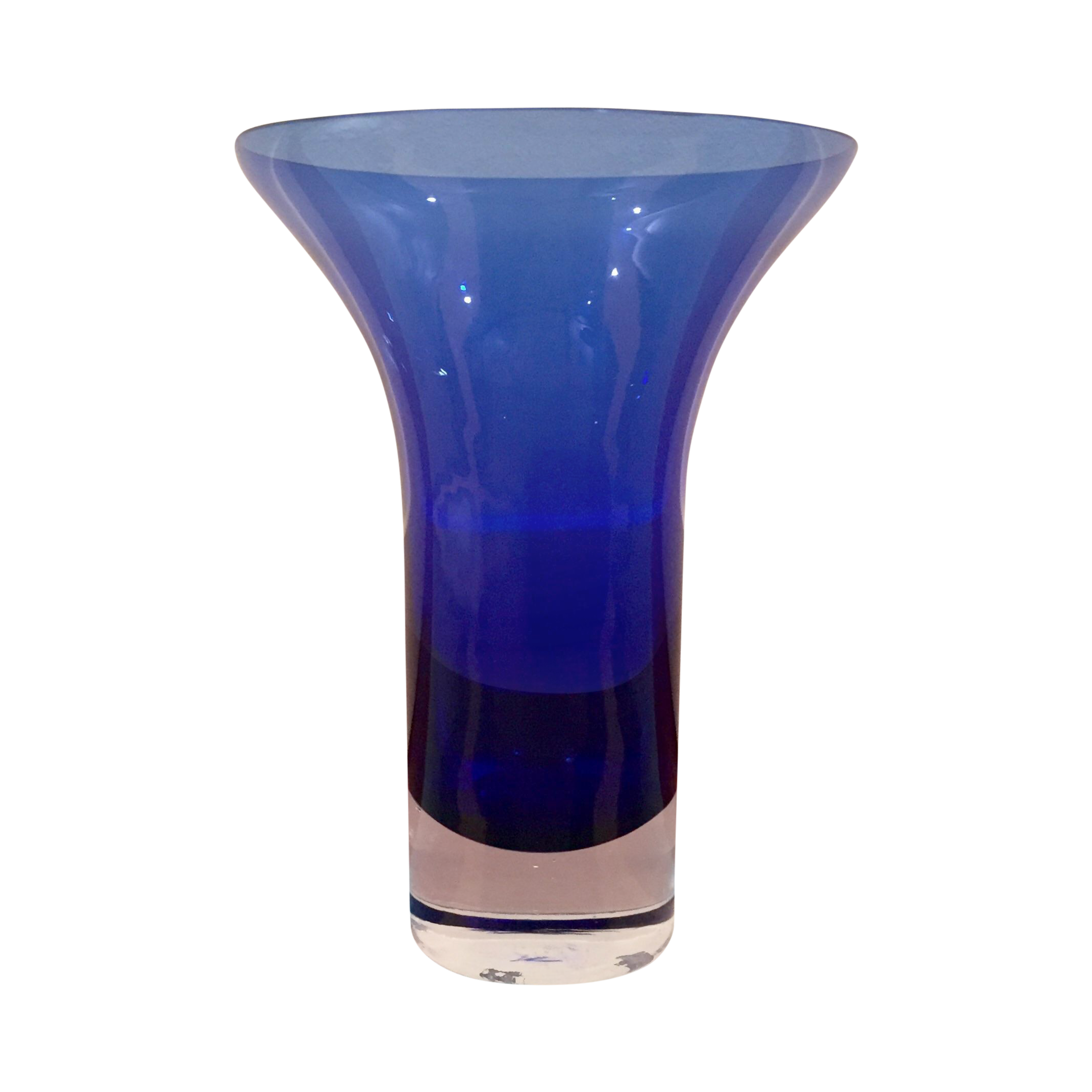 Flared Cobalt Blue Crystal Glass Vase Chairish