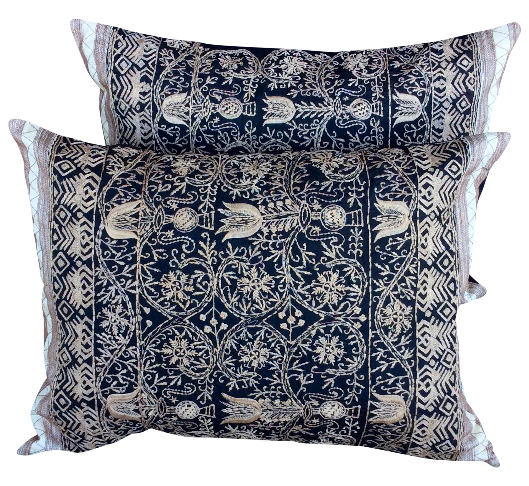 Embroidered Handwoven Silk Pillows A Pair Chairish