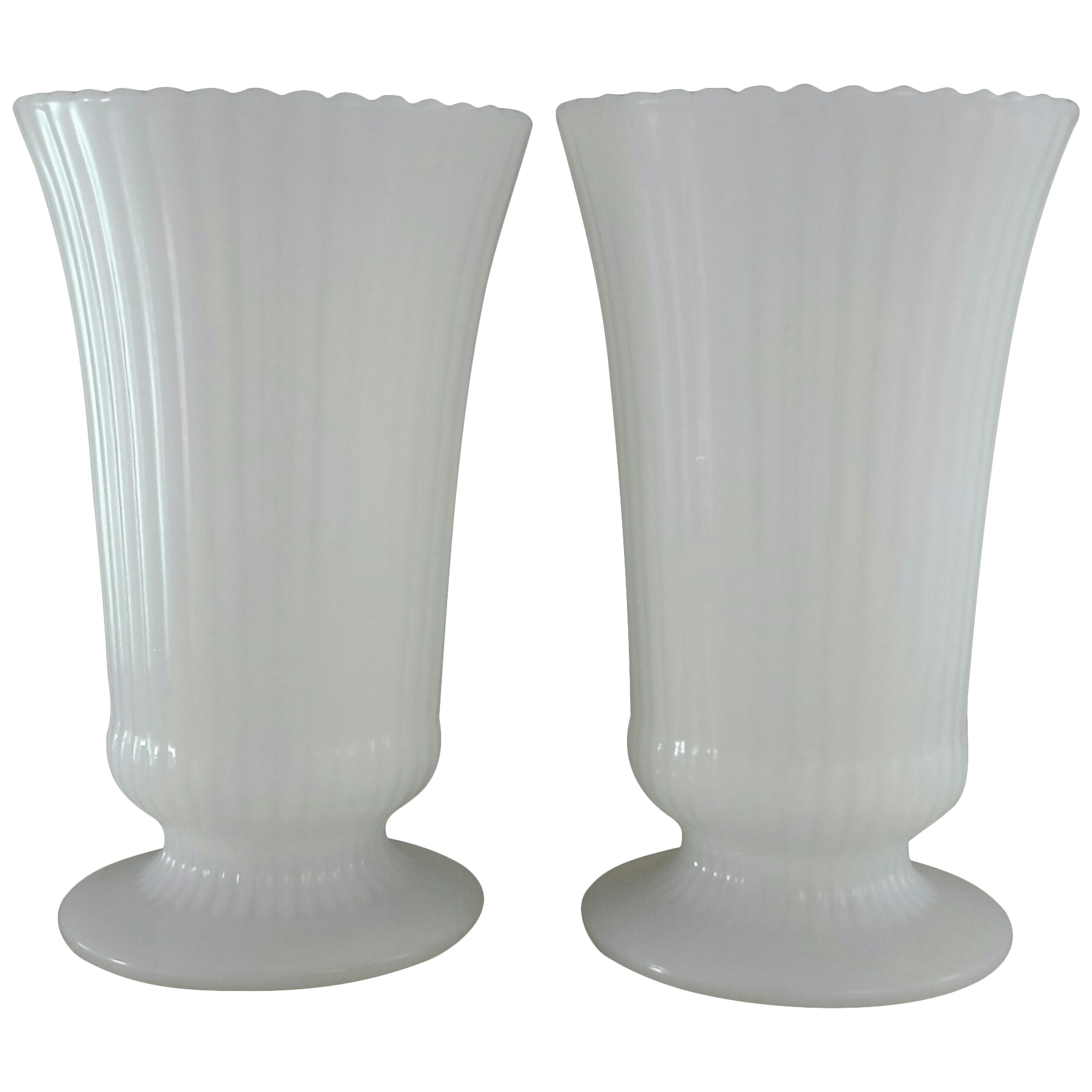 Fluted Milk Glass Vases A Pair Chairish