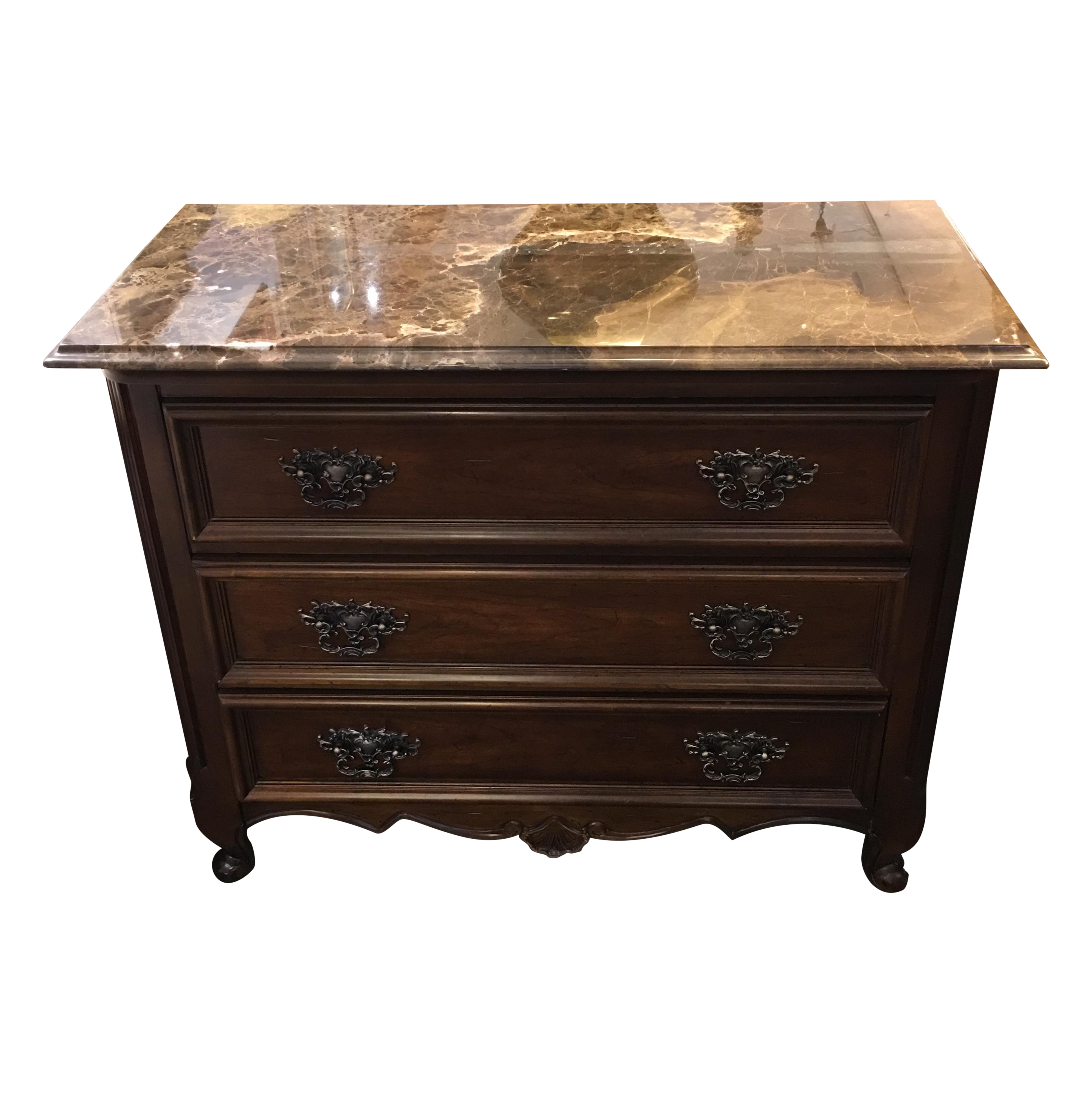 Bernhardt Three Drawer Dresser With Marble Top Chairish