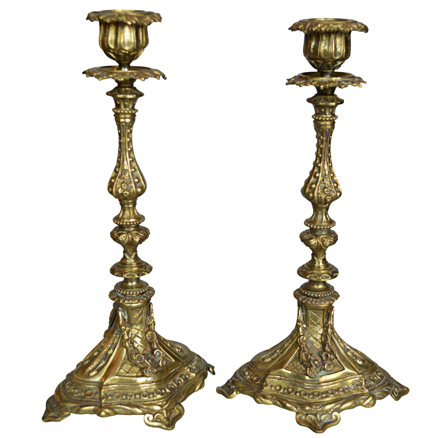 French Gilt Bronze Candlestick Holders A Pair Chairish