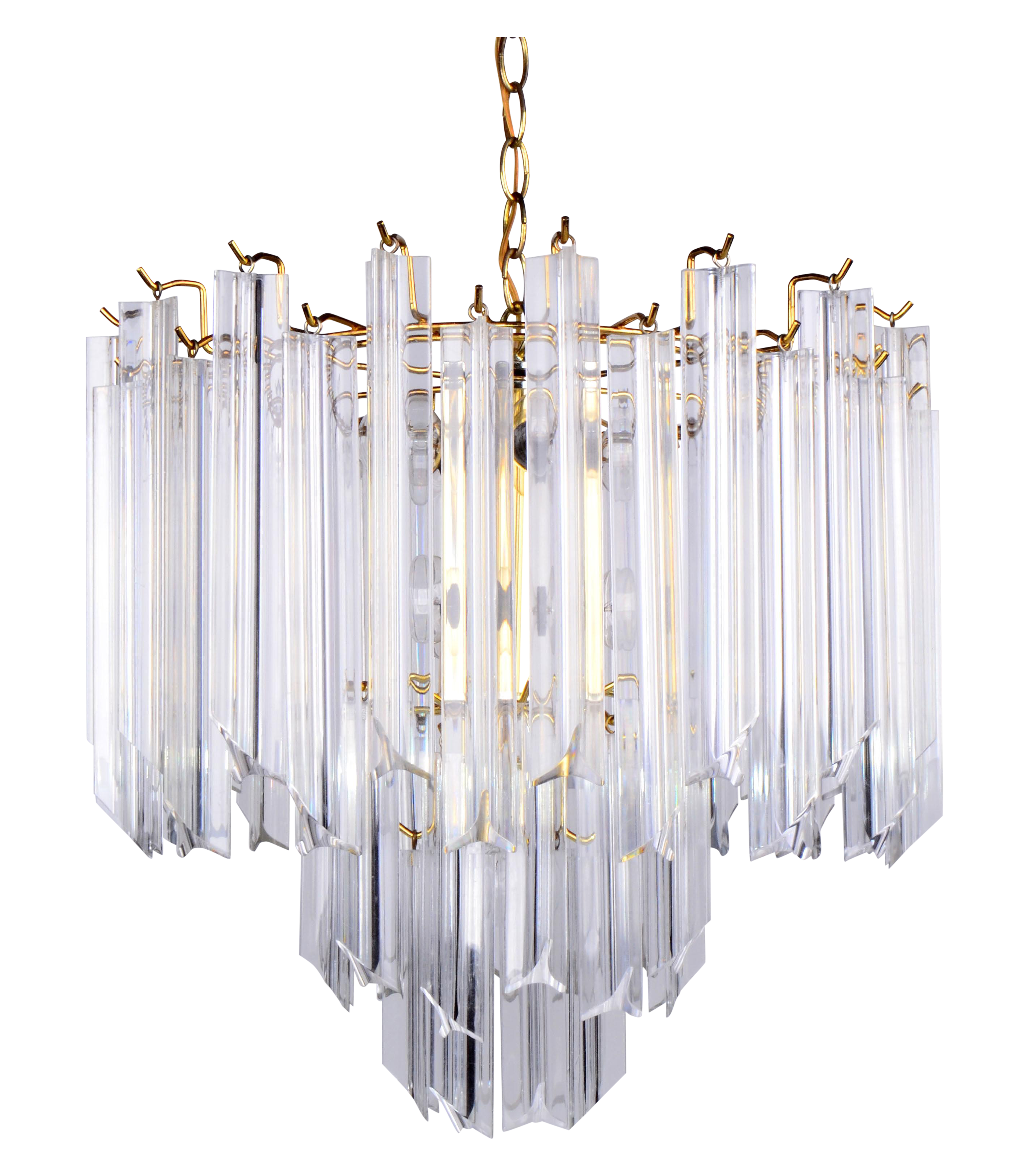 Vintage Round Brass & Lucite Chandelier Chairish