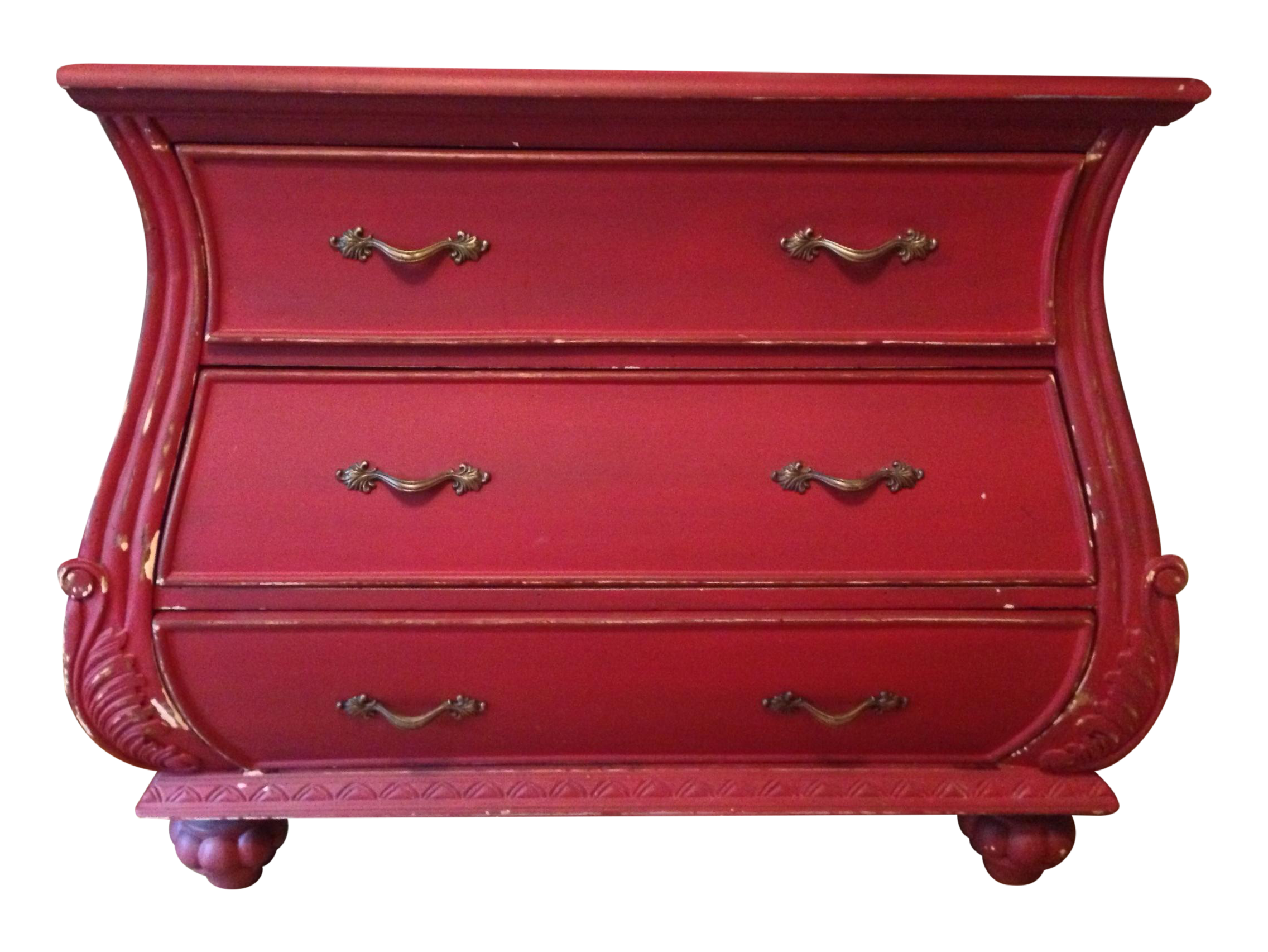 Distressed Red Bombe Nightstand Chairish