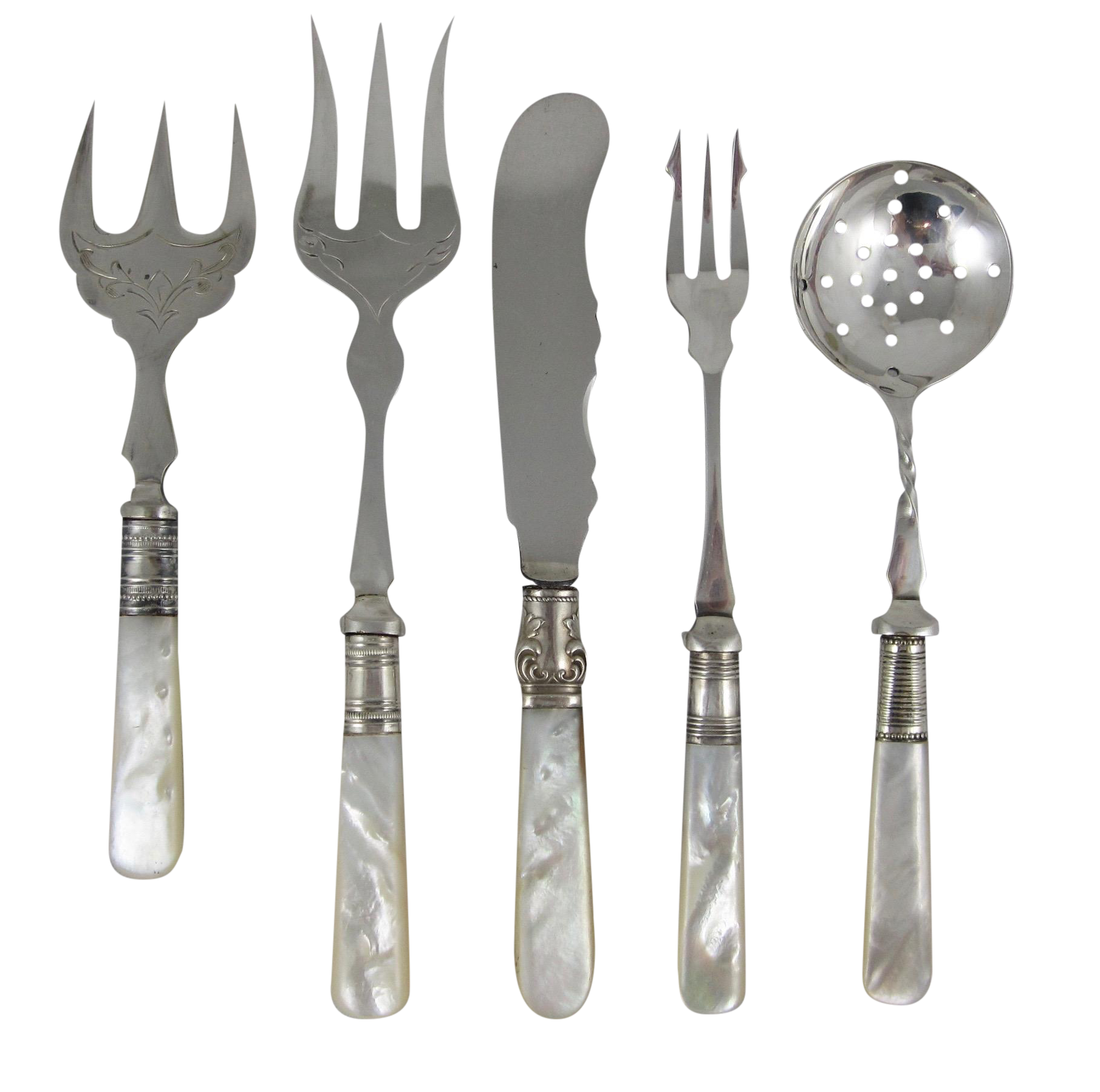 English Pearl Handled Sterling Plate Servers 5 Chairish