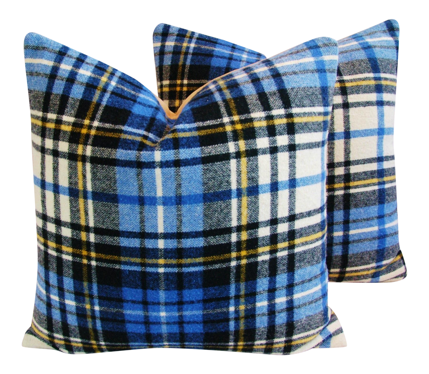 Blue Scottish Tartan Plaid Wool Pillows Pair Chairish