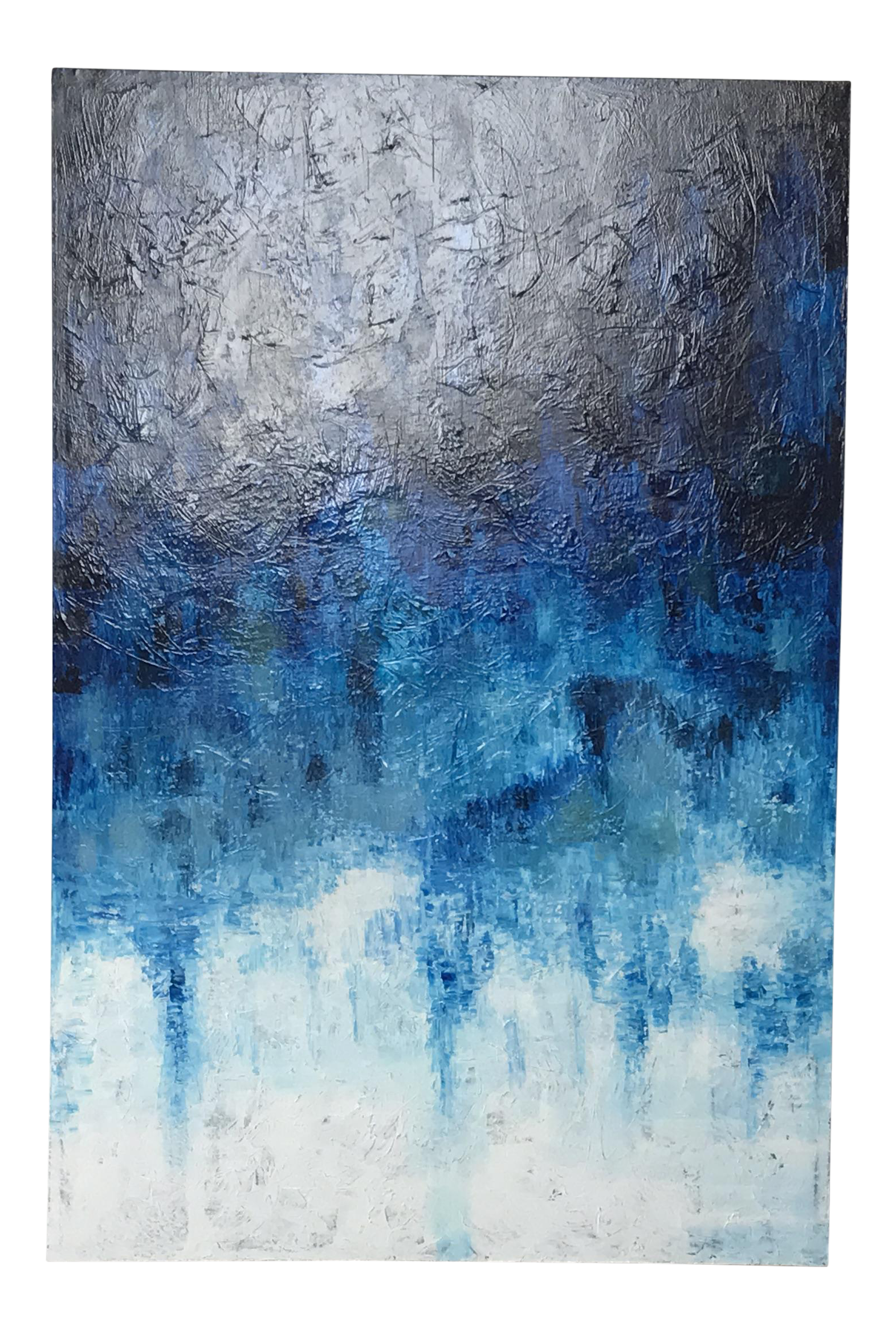 Indigo Blue Canvas Abstract Painting Chairish