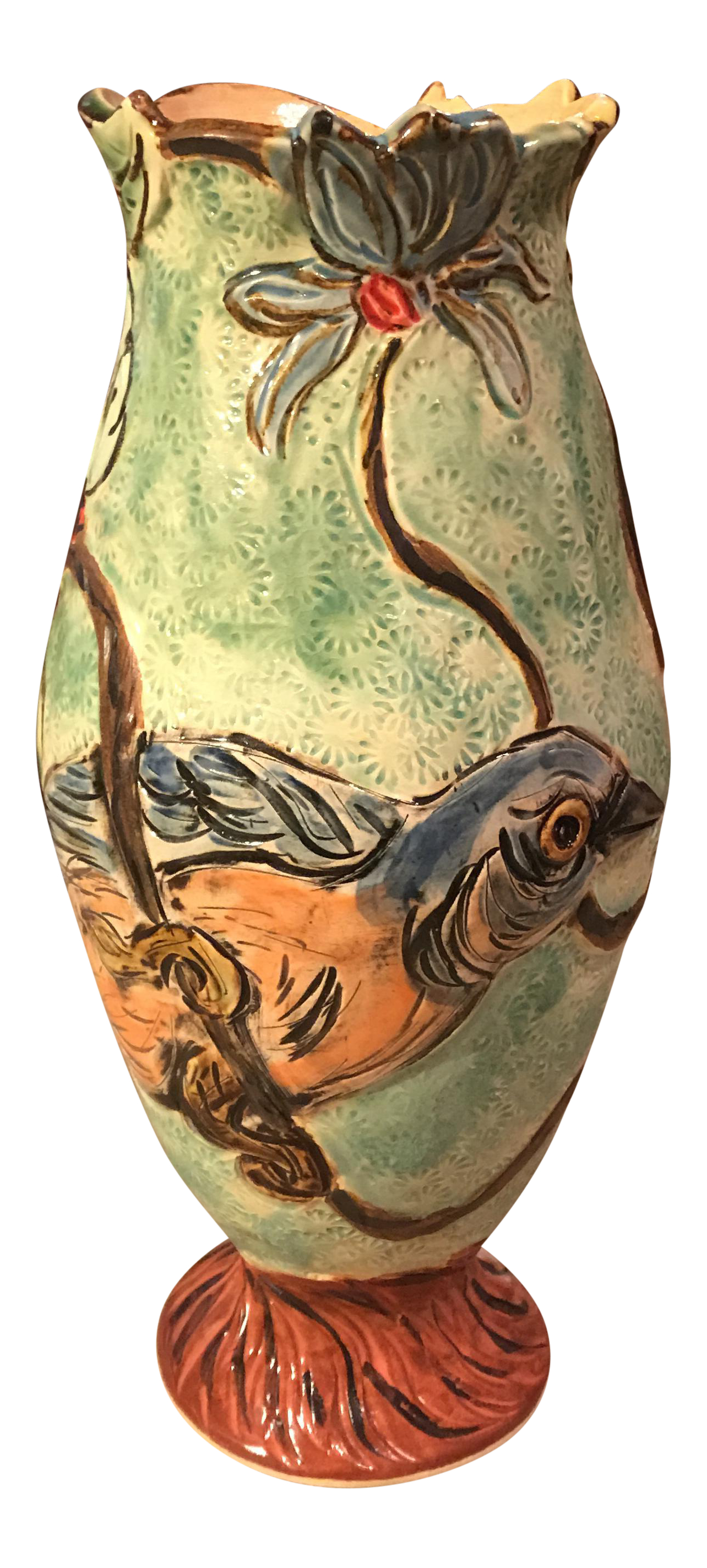"Blue Bird" Handmade Pottery Vase Chairish