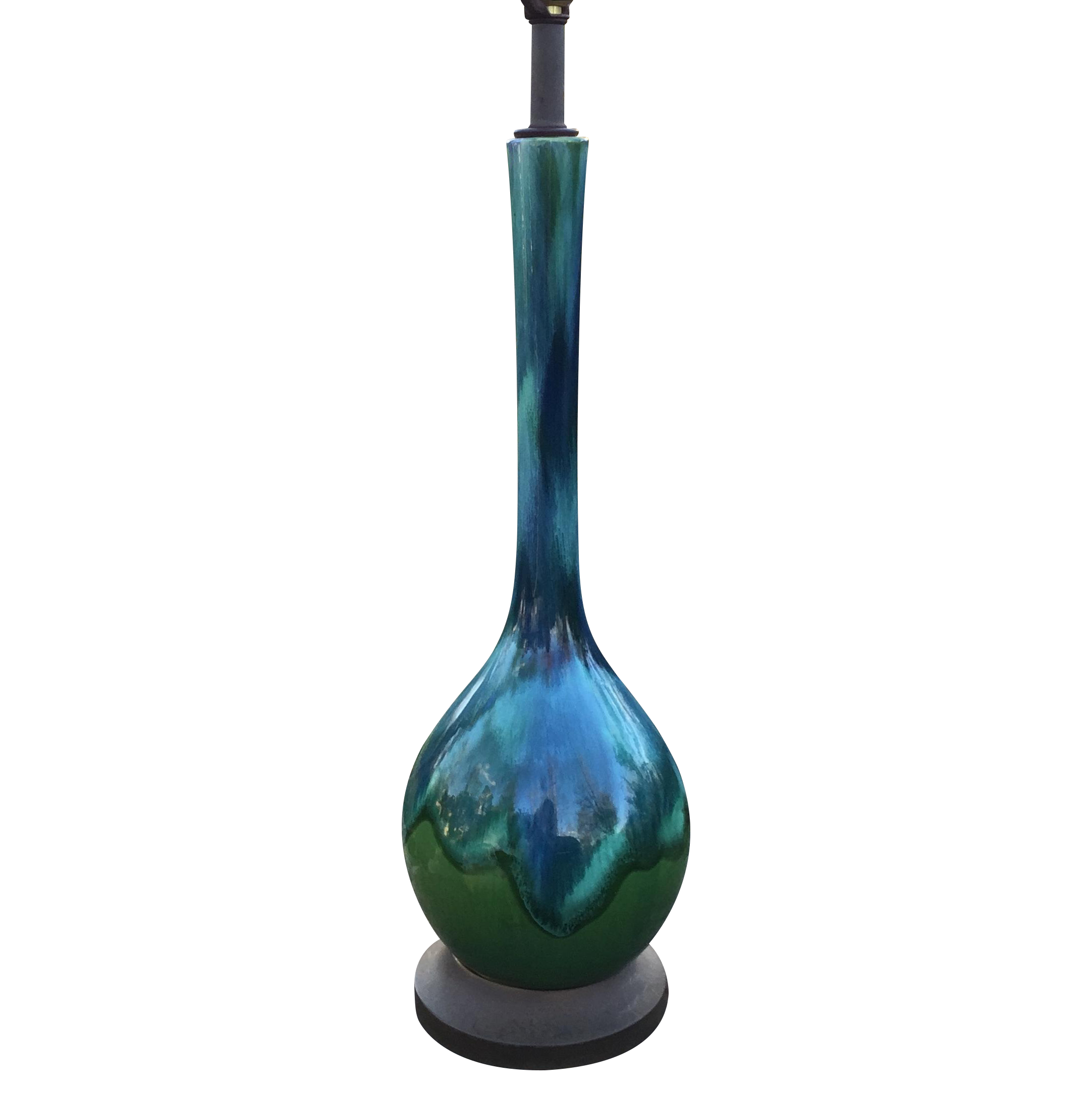 MidCentury Green & Blue Drip Glaze Table Lamp Chairish