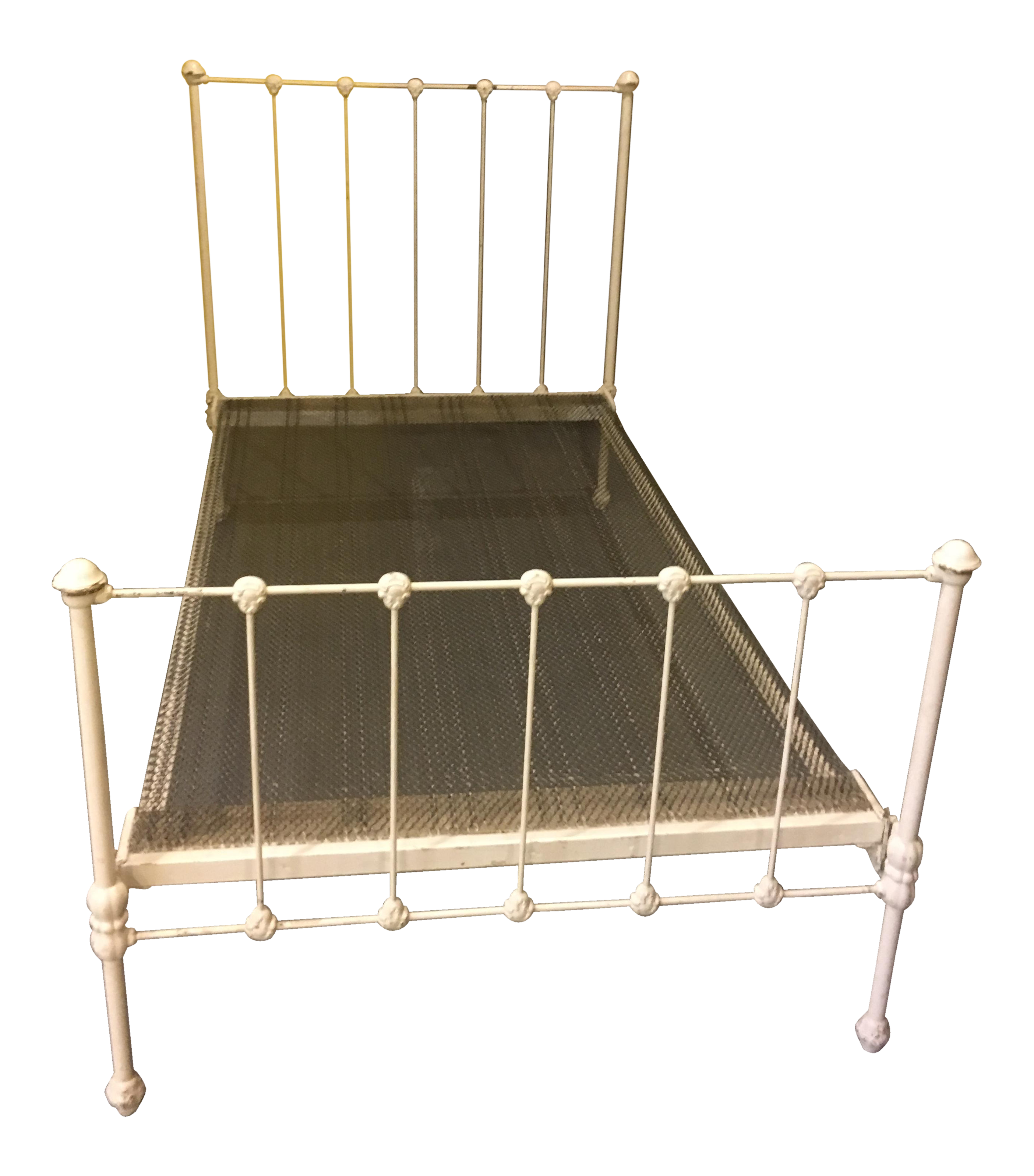 1904 Antique Victorian Brass & Iron White Bed Chairish