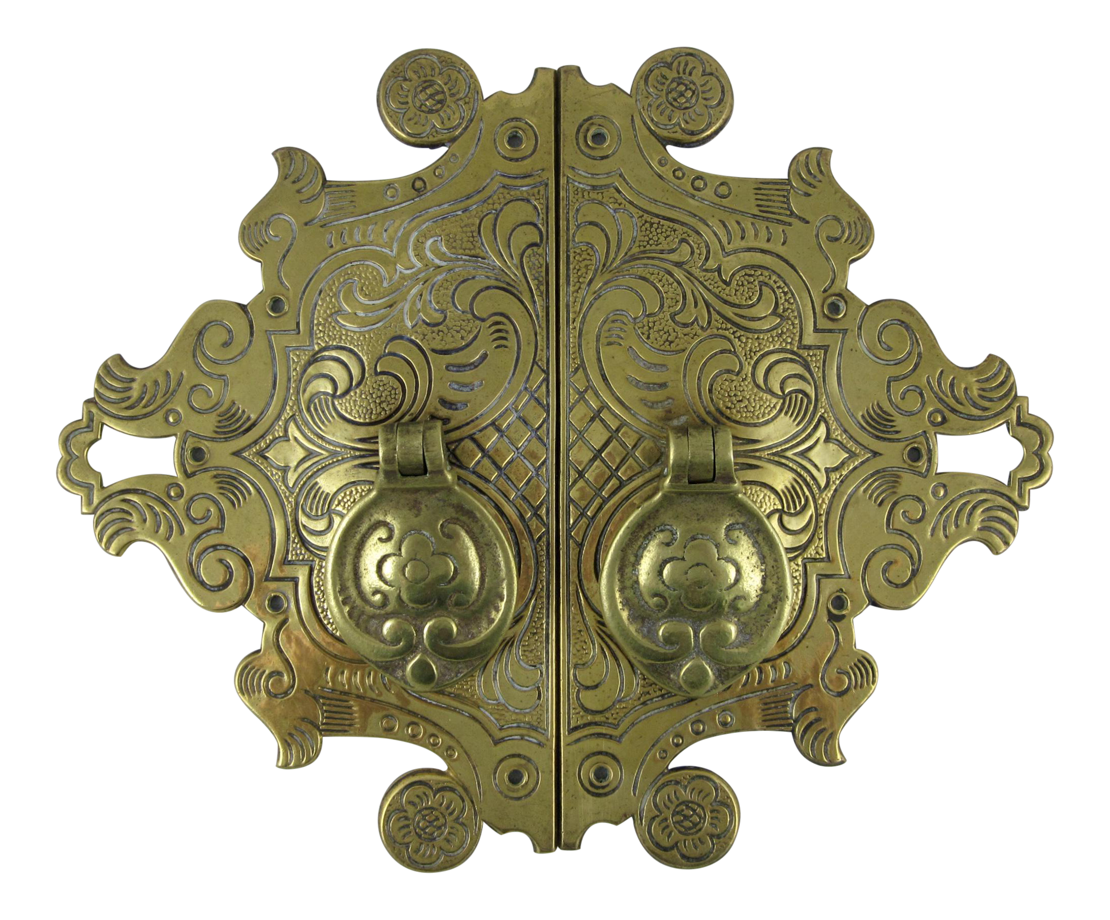 Antique English Brass Asian Style Cabinet Door Pulls - A ...