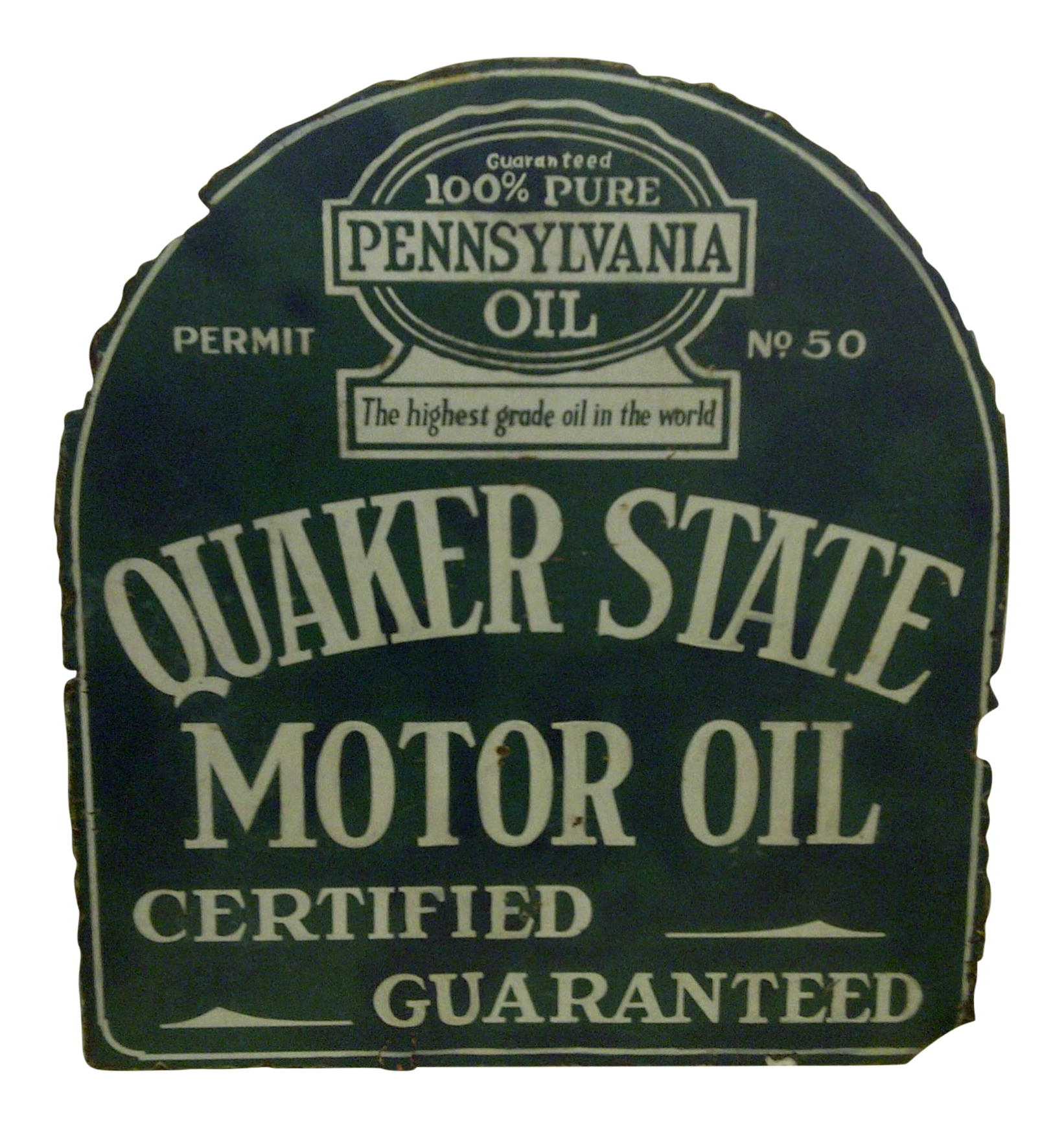 Vintage Porcelain Advertising Sign "Quaker State Motor Oil" Circa