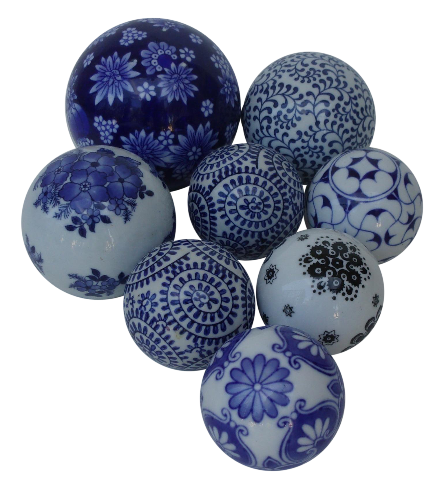 Hand Painted Decorative Ceramic Balls - Set of 8 | Chairish