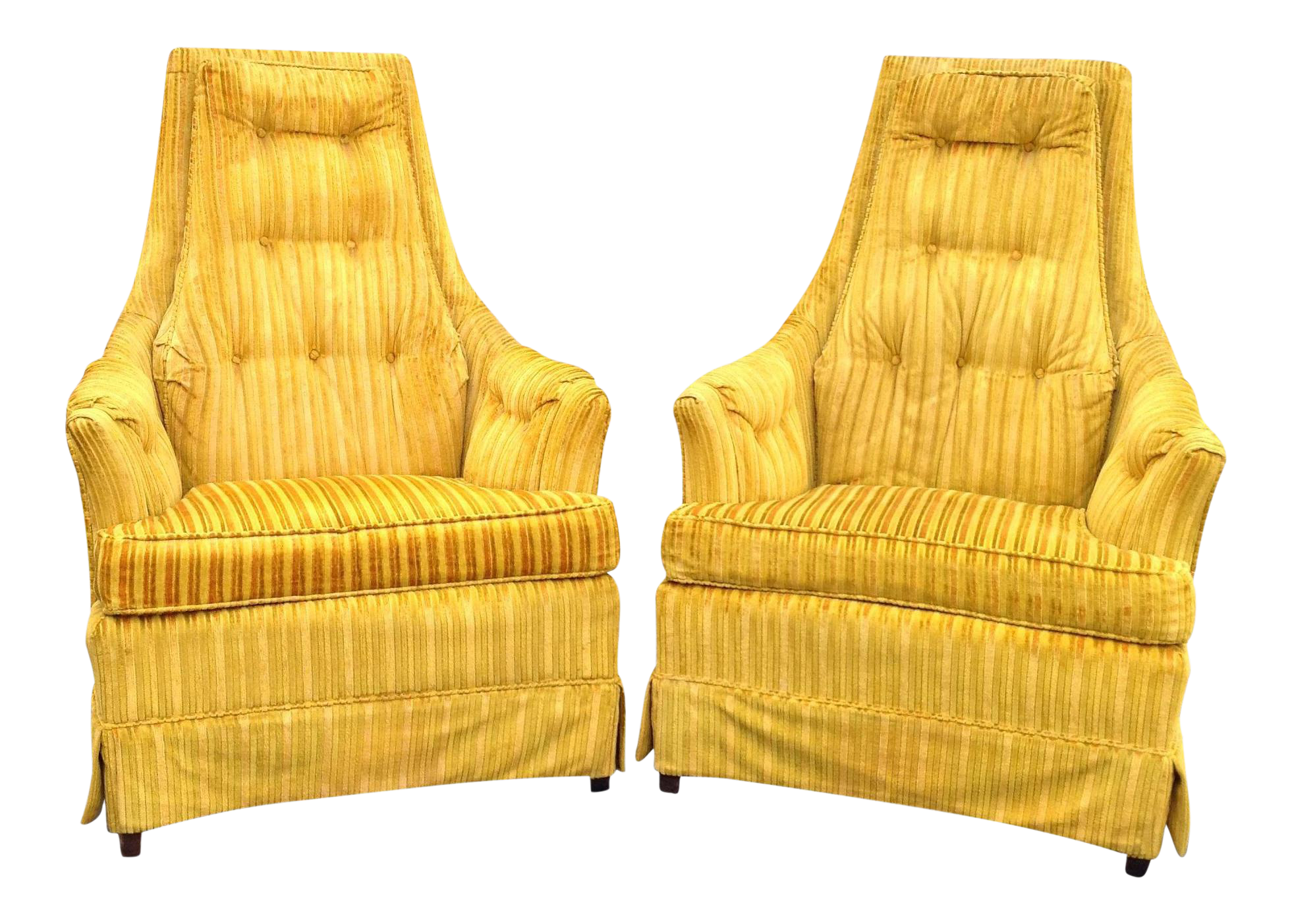 Yellow Velvet Lounge Chairs A Pair Chairish
