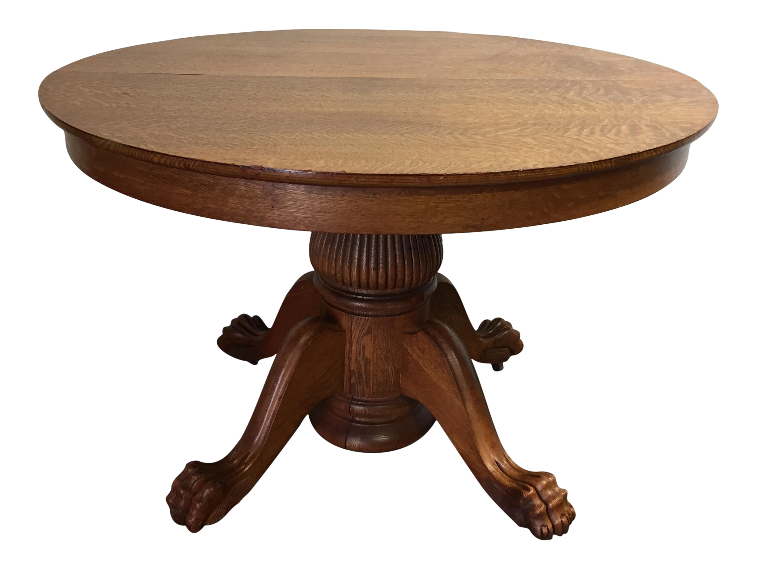 antique victorian tiger oak round dining table 5258