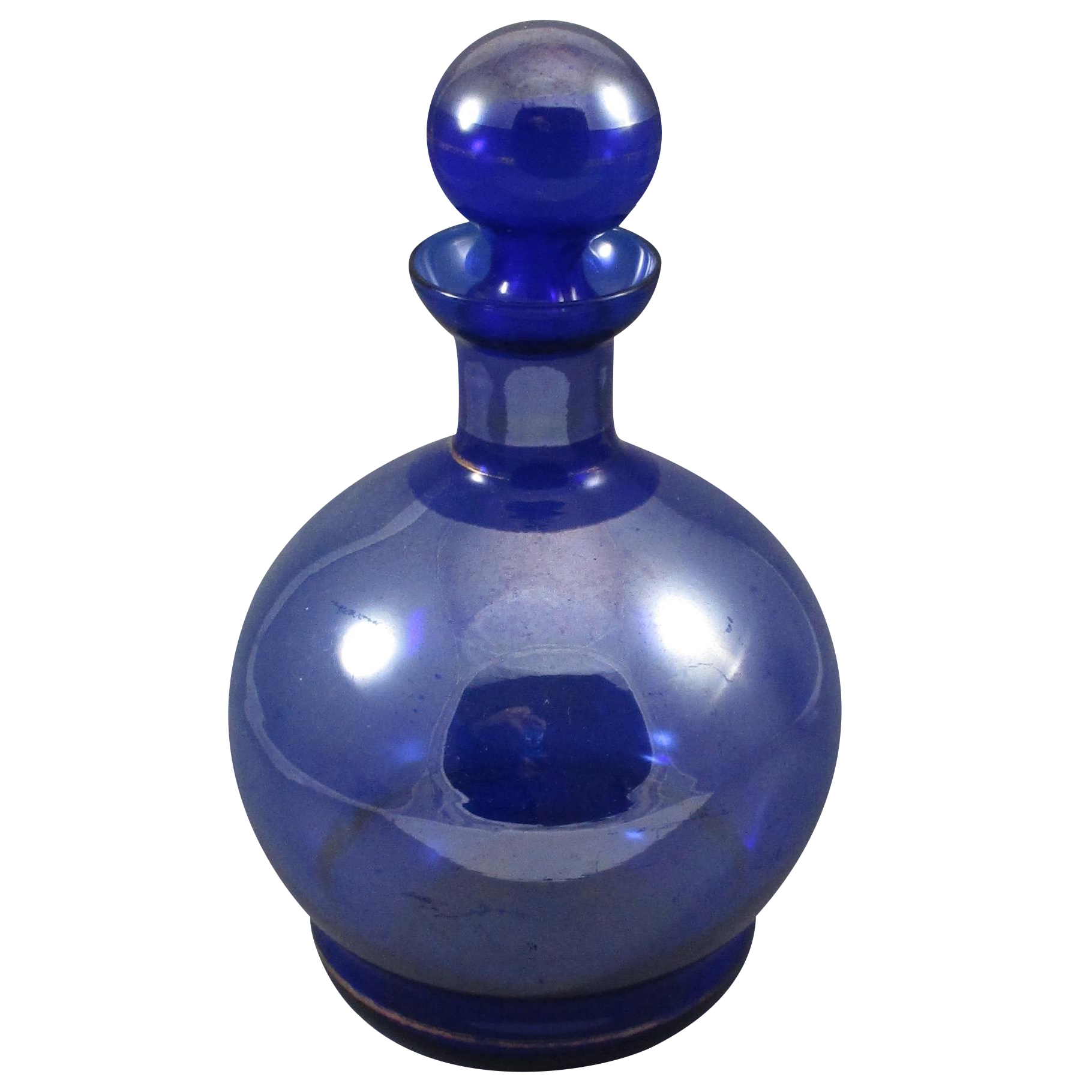 Decanter Cobalt Blue With Gold Antique Glass Chairish