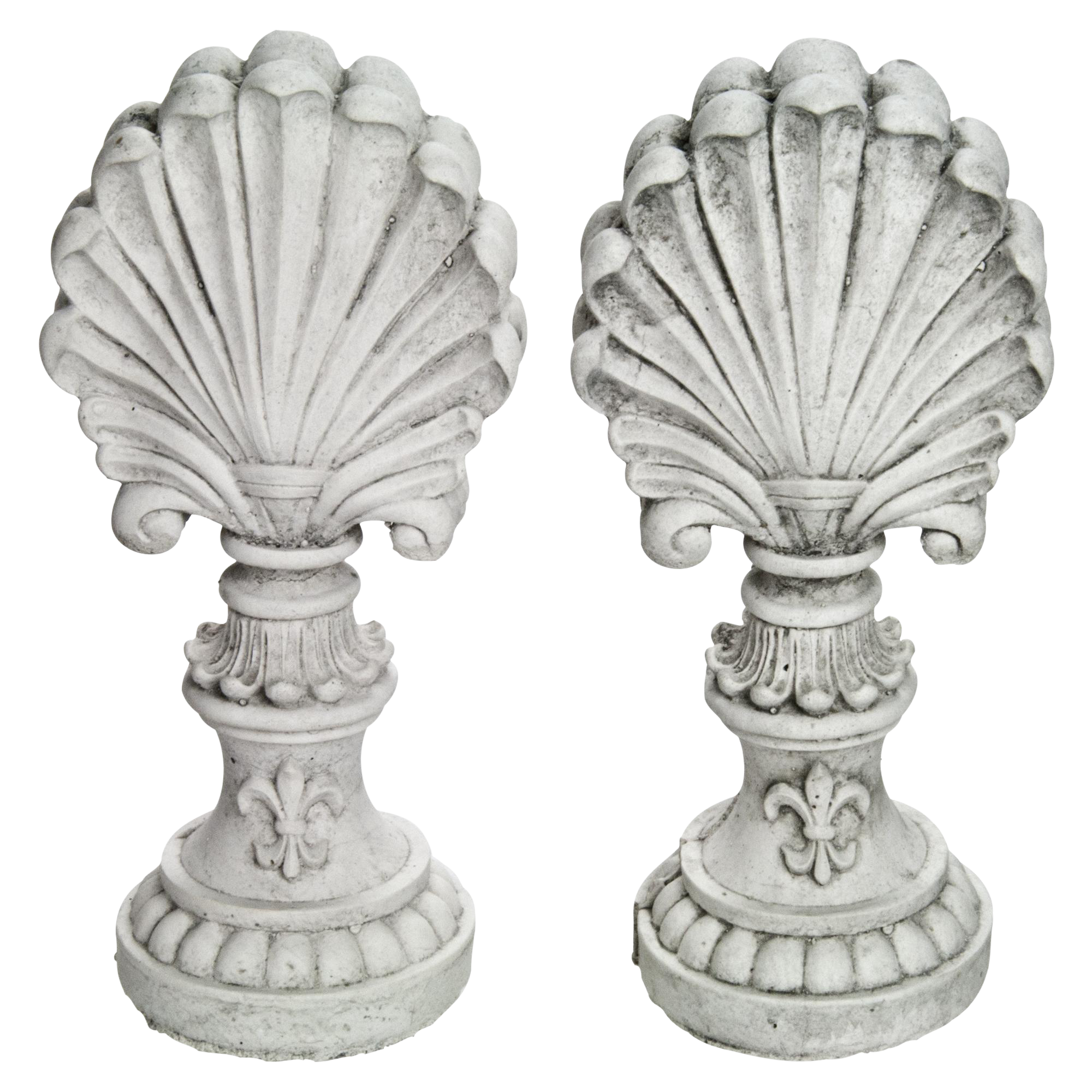 Cast Concrete Shell Finials A Pair Chairish