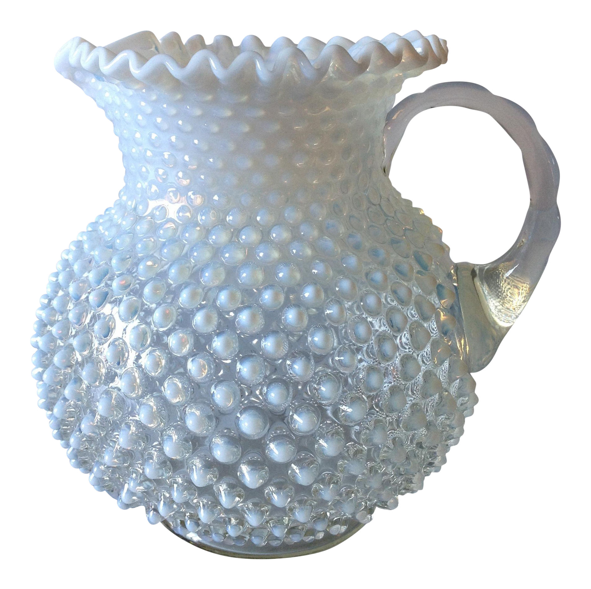 French Opalescent Glass Hobnail Pitcher Chairish