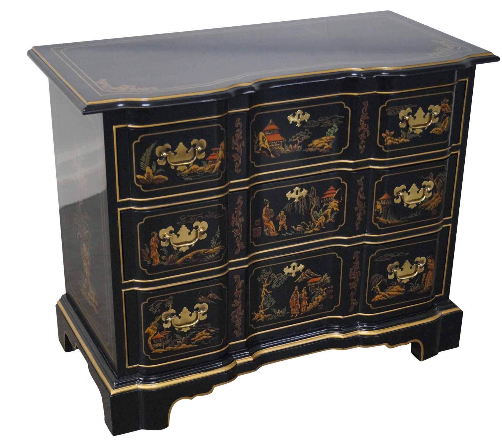 Drexel Heritage Black Lacquer Chinoiserie Chest Chairish