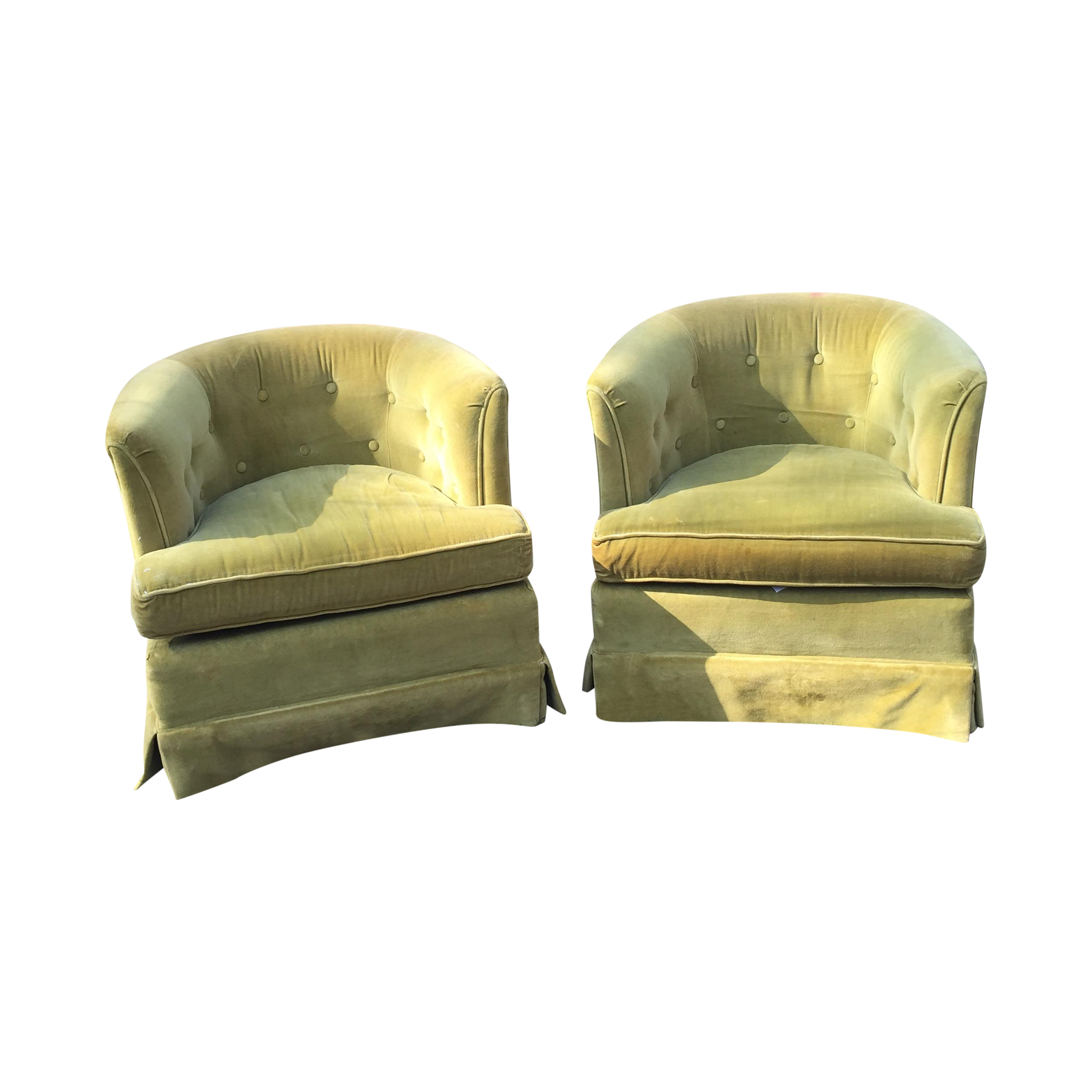 Ethan Allen Tufted Club Barrel Chairs - A Pair | Chairish